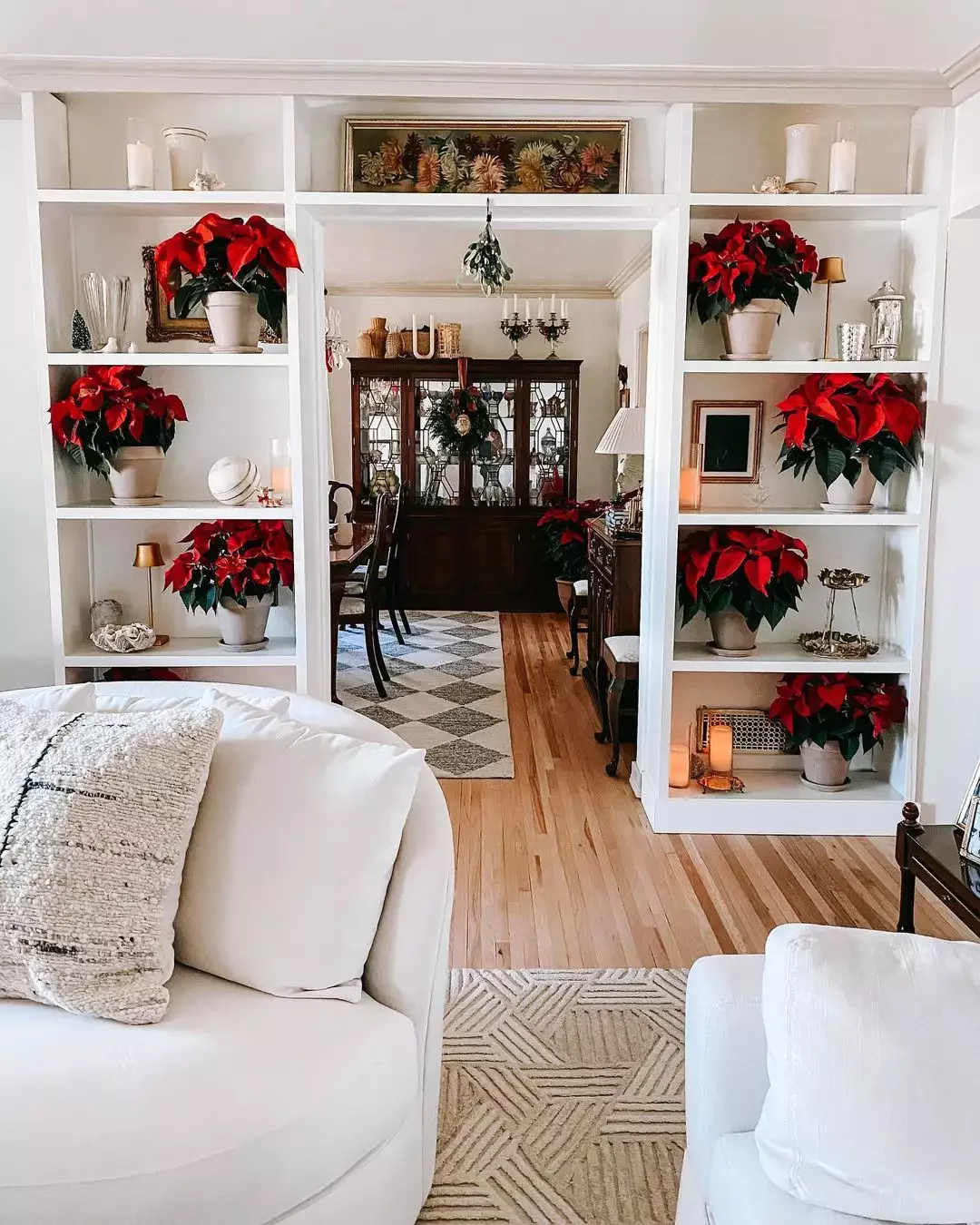 21 Stunning Poinsettia Display Ideas to Transform Your Holiday Home 14 Potted Shelf Decor
