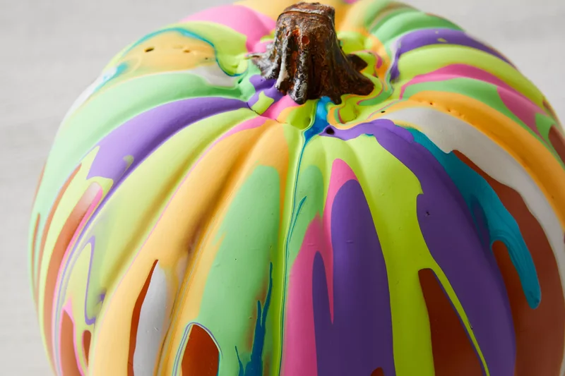 46 Creative Pumpkin Painting Ideas for Fall Home Decor 34 Pour Paint Pumpkin