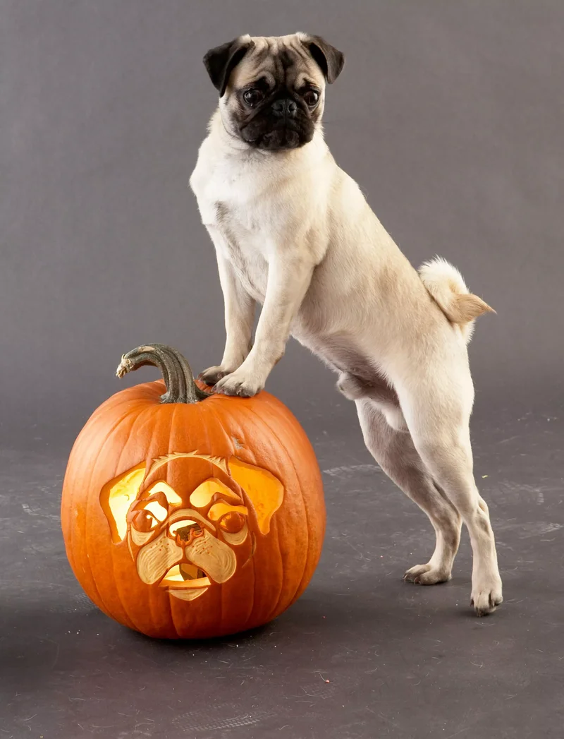 23 Canine Pumpkin Carving Templates That Are Free & Fun 7 Pug Stencil