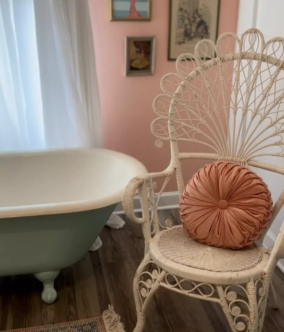 40 Stunning Pink Bathroom Ideas That Balance Playfulness with Elegance 10 Pull Up a Chair