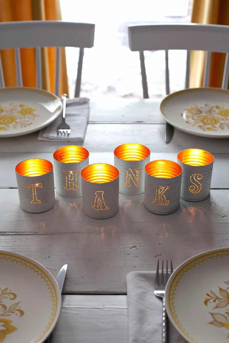 55 Stunning Thanksgiving Décor Ideas to Transform Your Home with Style 22 Punched Tin Votive Candles