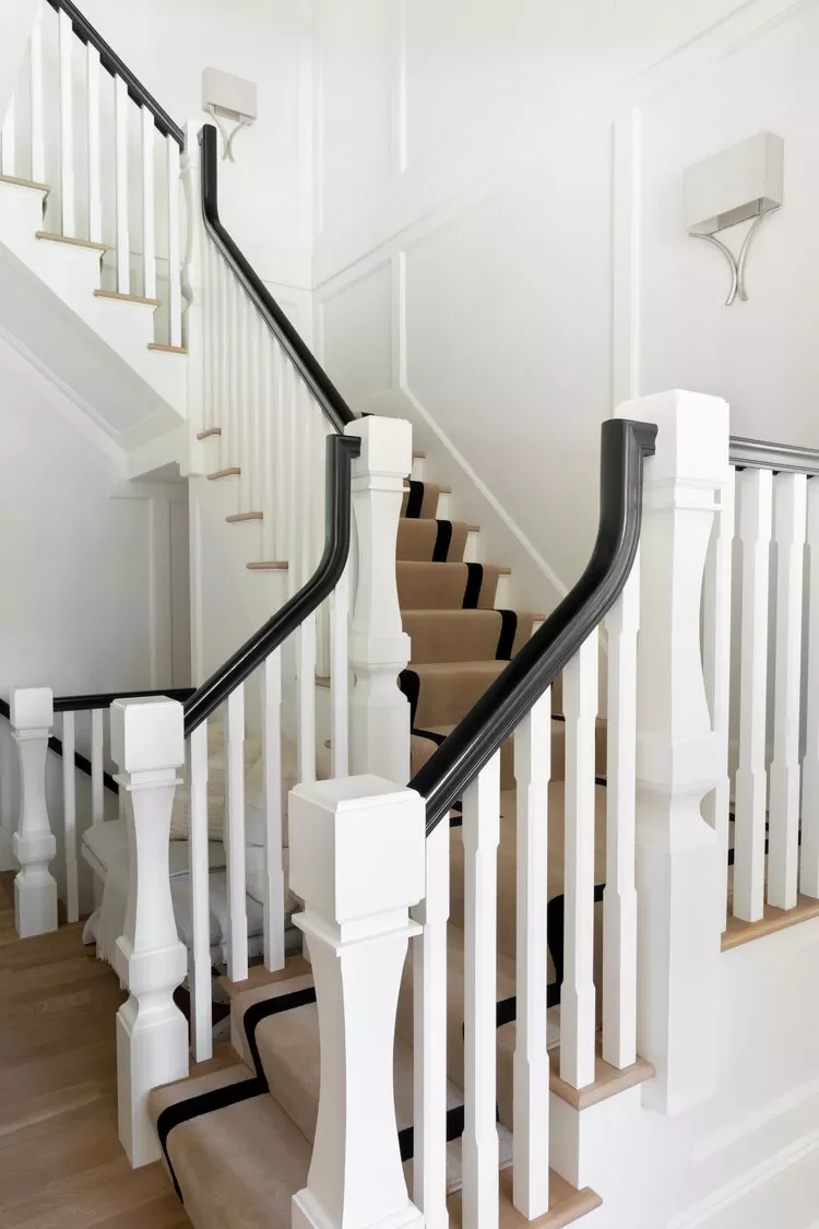 32 Staircase Design Ideas That Transformed Homes This Year Punctuate With Bold Newel Posts