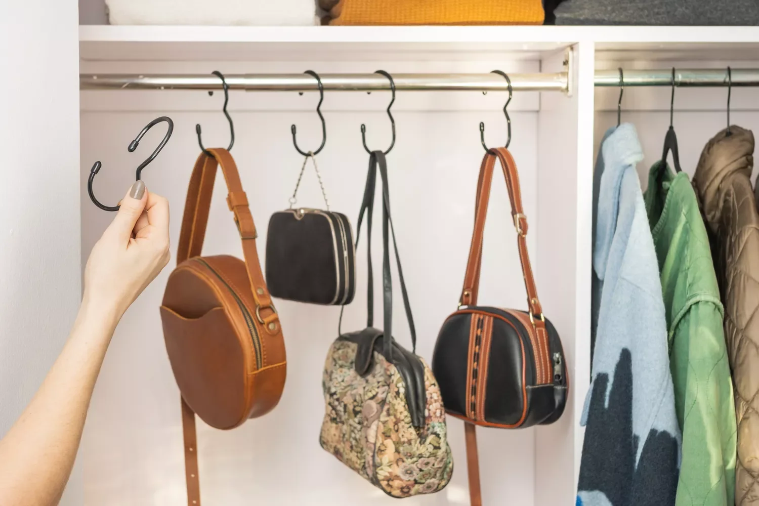 36 Brilliant Closet Organization Ideas to Transform Your Space Purchase a Set of Handbag Hangers