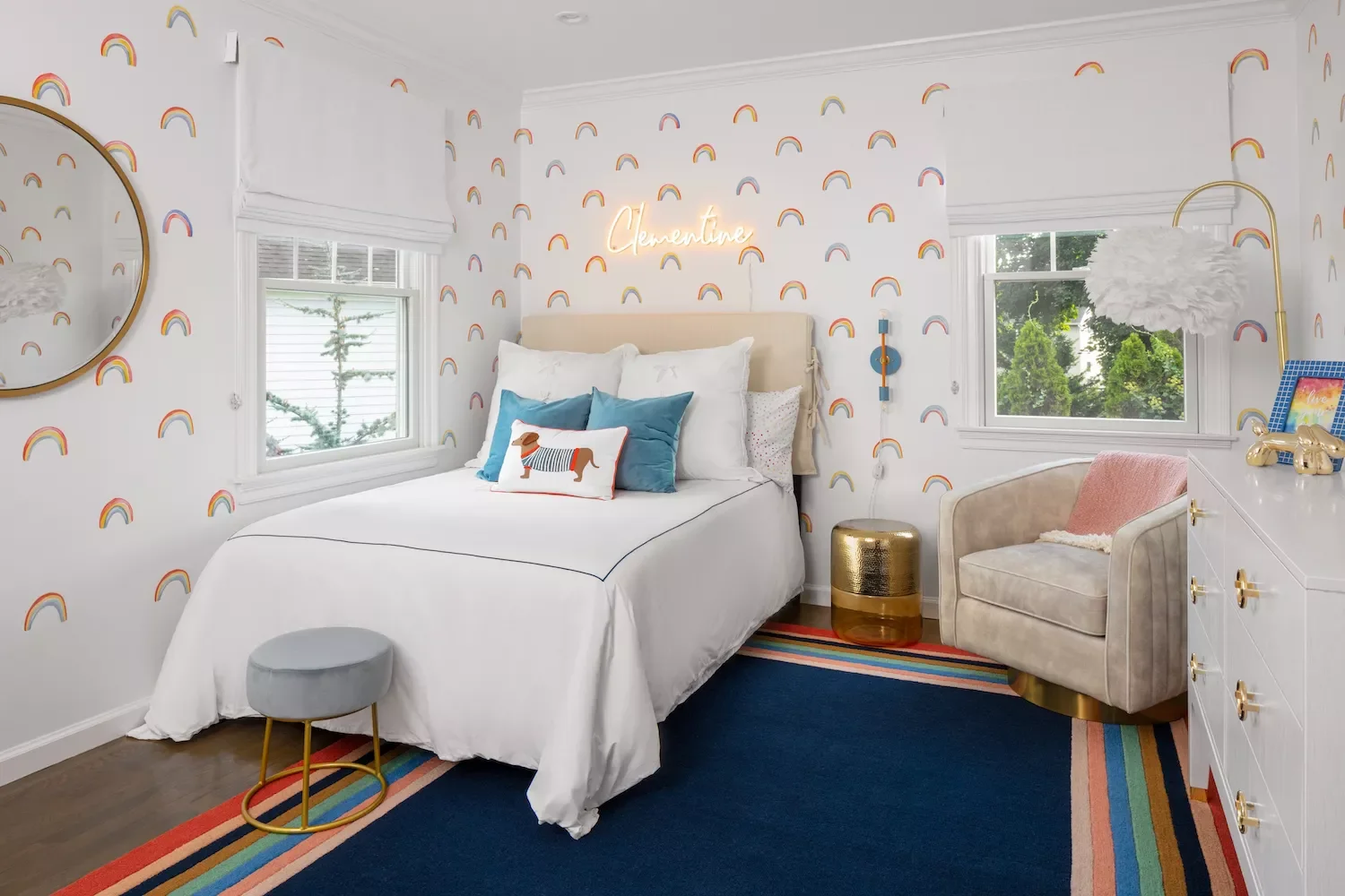 27 Stunning Girls' Bedroom Ideas She'll Absolutely Adore 20 Rainbow Motifs