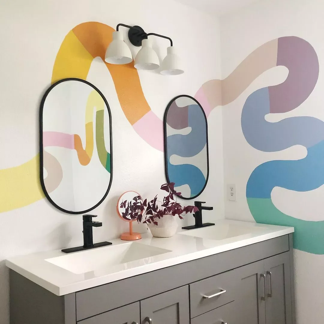 29 Creative Wall Mural Ideas That Will Transform Your Home 9 Rainbow Snake Wall Mural
