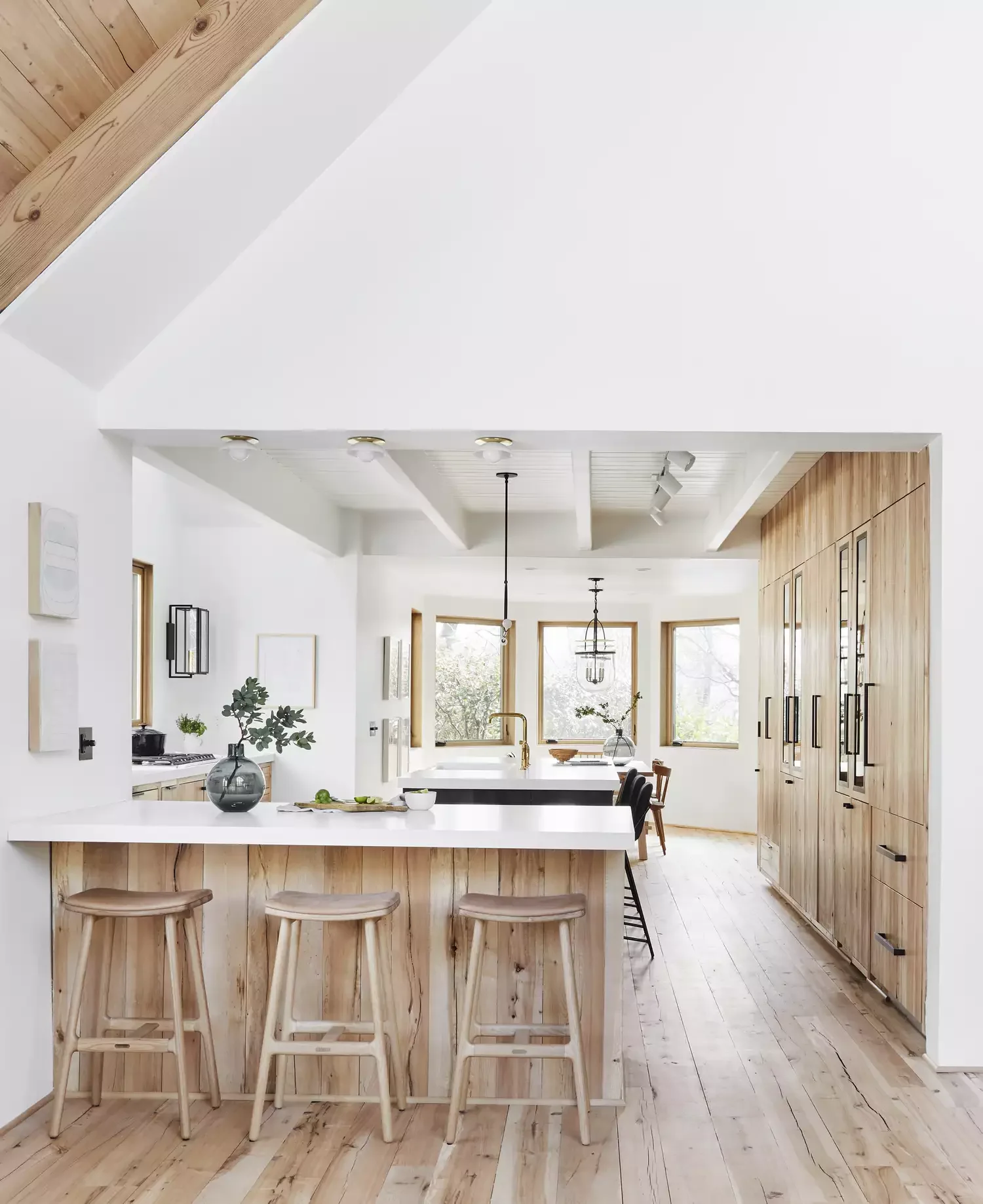 Reclaimed Wood Cabinetry and White Quartz Countertops