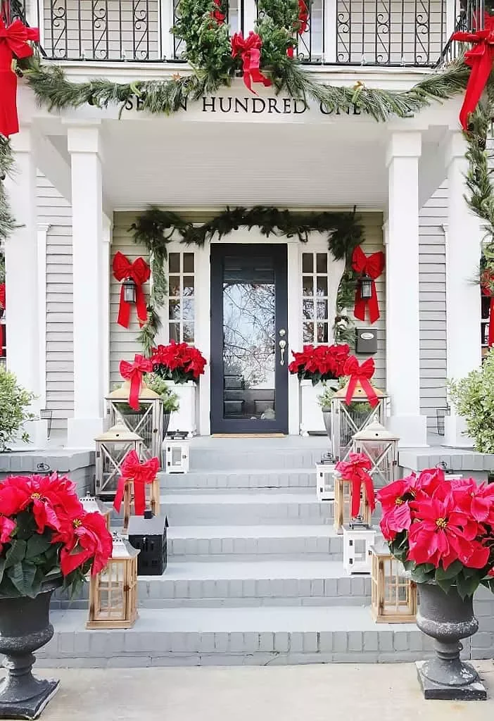 68 Christmas Front Porch Ideas That Make Your Home the Envy Red Bows