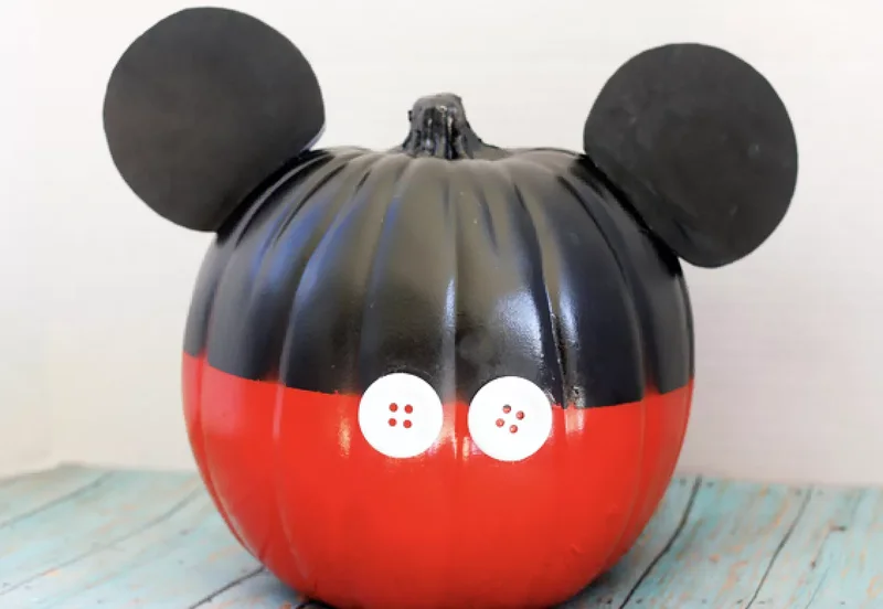 90 Creative Halloween Pumpkin Decorating Ideas to Try This Season 29 Red and Black Mickey Mouse Pumpkin
