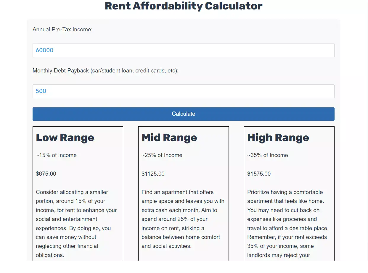 Rent Calculator Based On Income