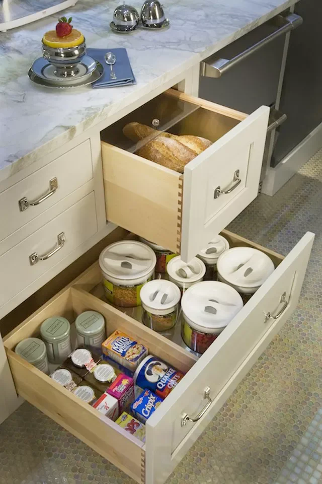 49 Brilliant Storage Solutions to Transform Every Room in Your Home Repurpose Deep Kitchen Drawers for Bread and Root Vegetables