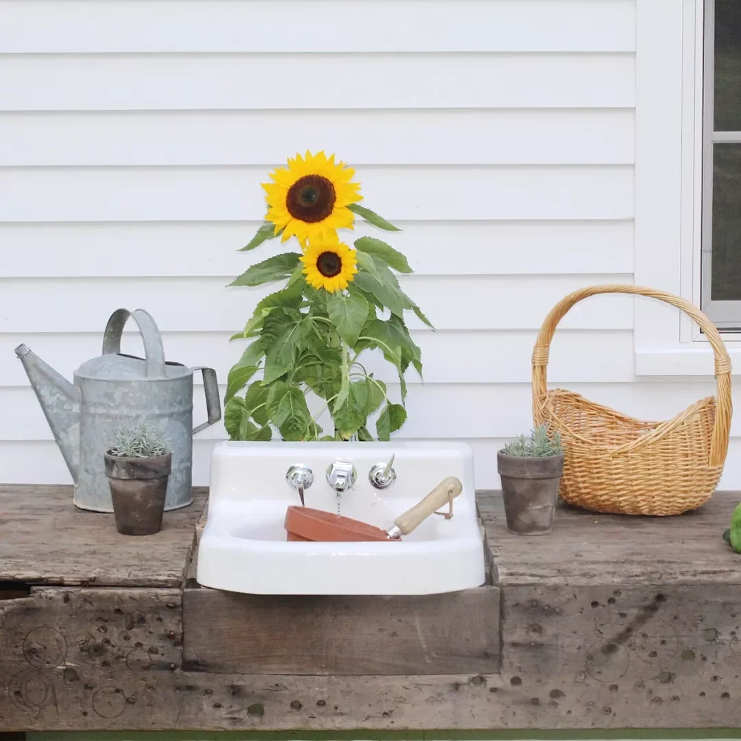 12 Brilliant Outdoor Sink Ideas That Will Transform Your Backyard 5 Repurpose a Wooden Workbench