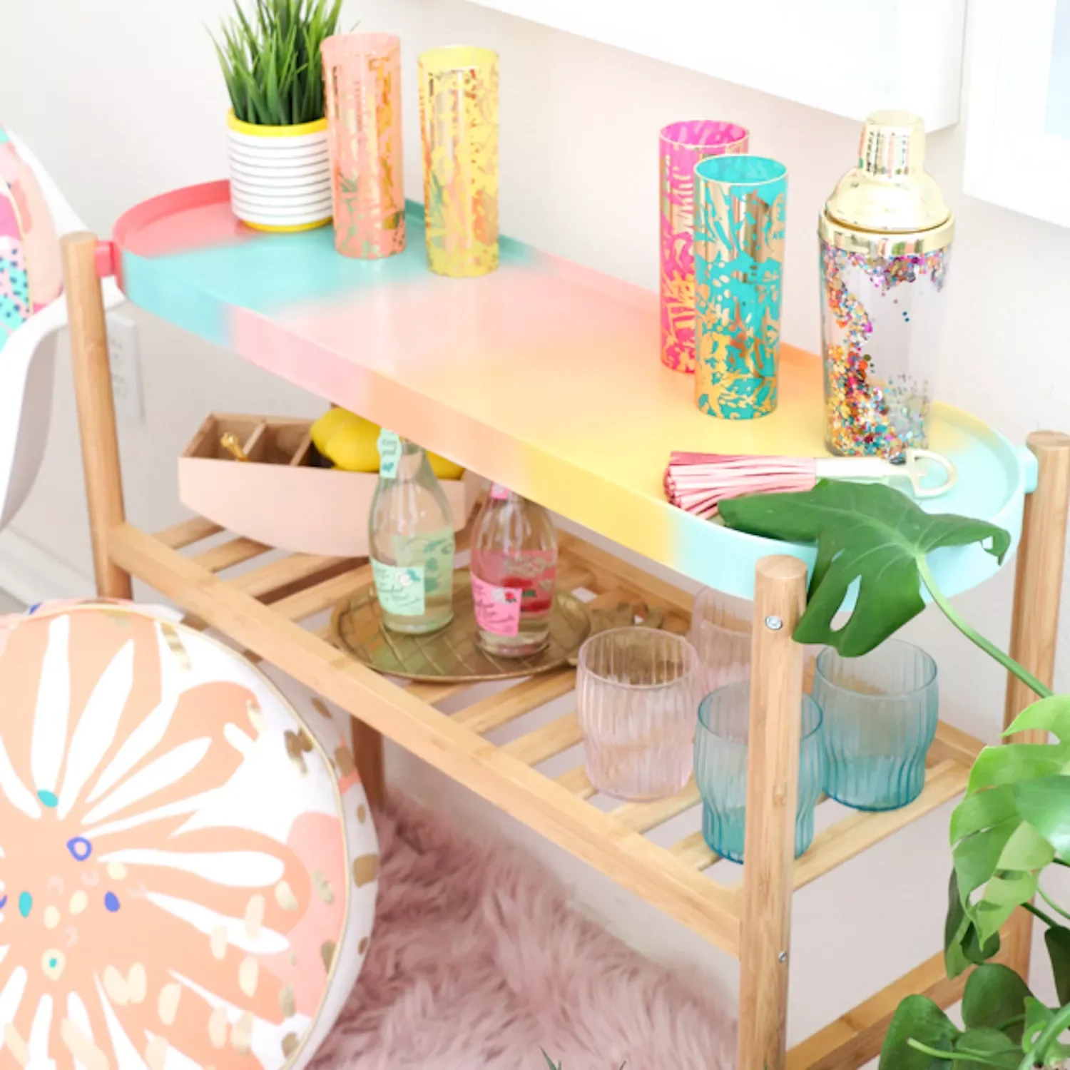 33 Stylish Bar Cart Ideas That'll Transform Your Home Entertainment Game 11 Rock the Rainbow