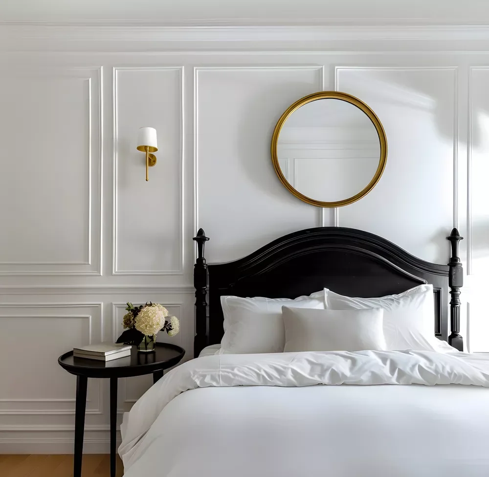 66 Creative Ways to Transform the Wall Above Your Bed Into a Stunning Focal Point Round Mirror