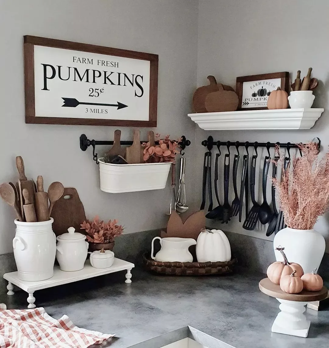 24 Subtle Fall Kitchen Decorating Ideas That Bring Perfect Autumn Warmth 7 Rustic Decor