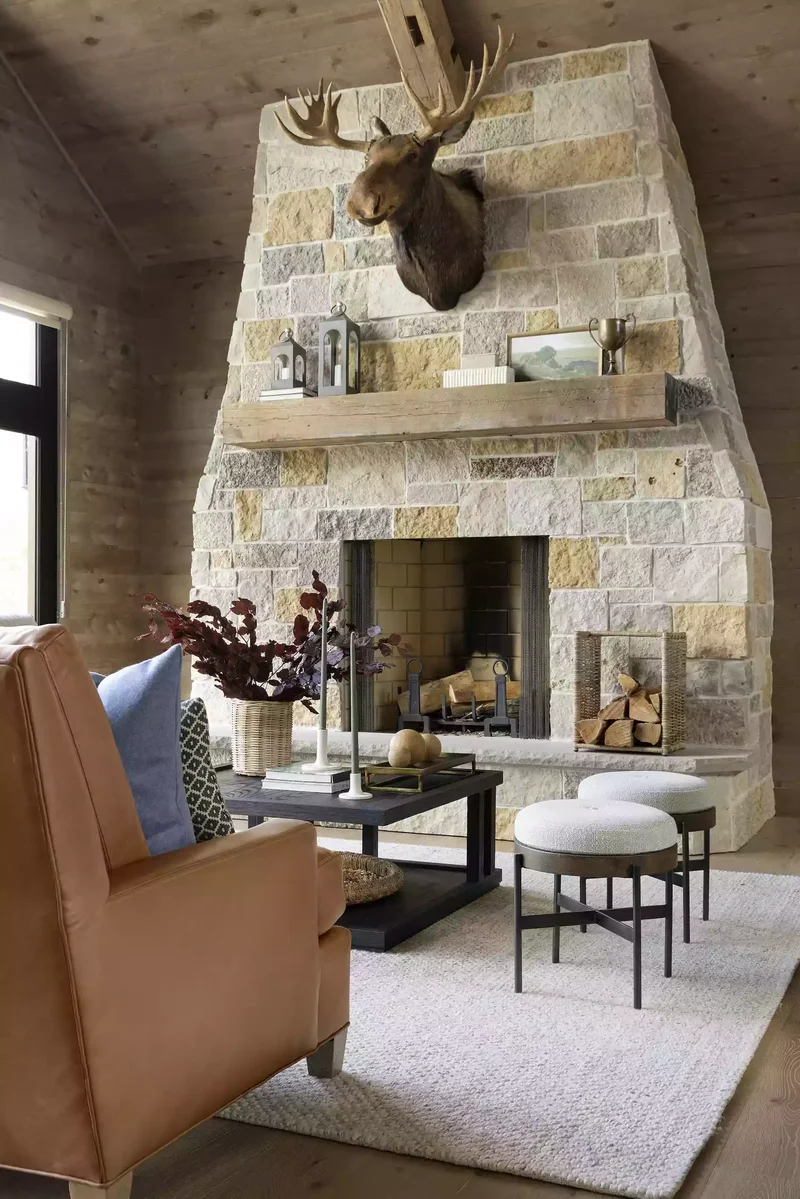 32 Living Room Mantle Decor Ideas That Add Style and Warmth 6 Rustic Lodge Fireplace Mantel