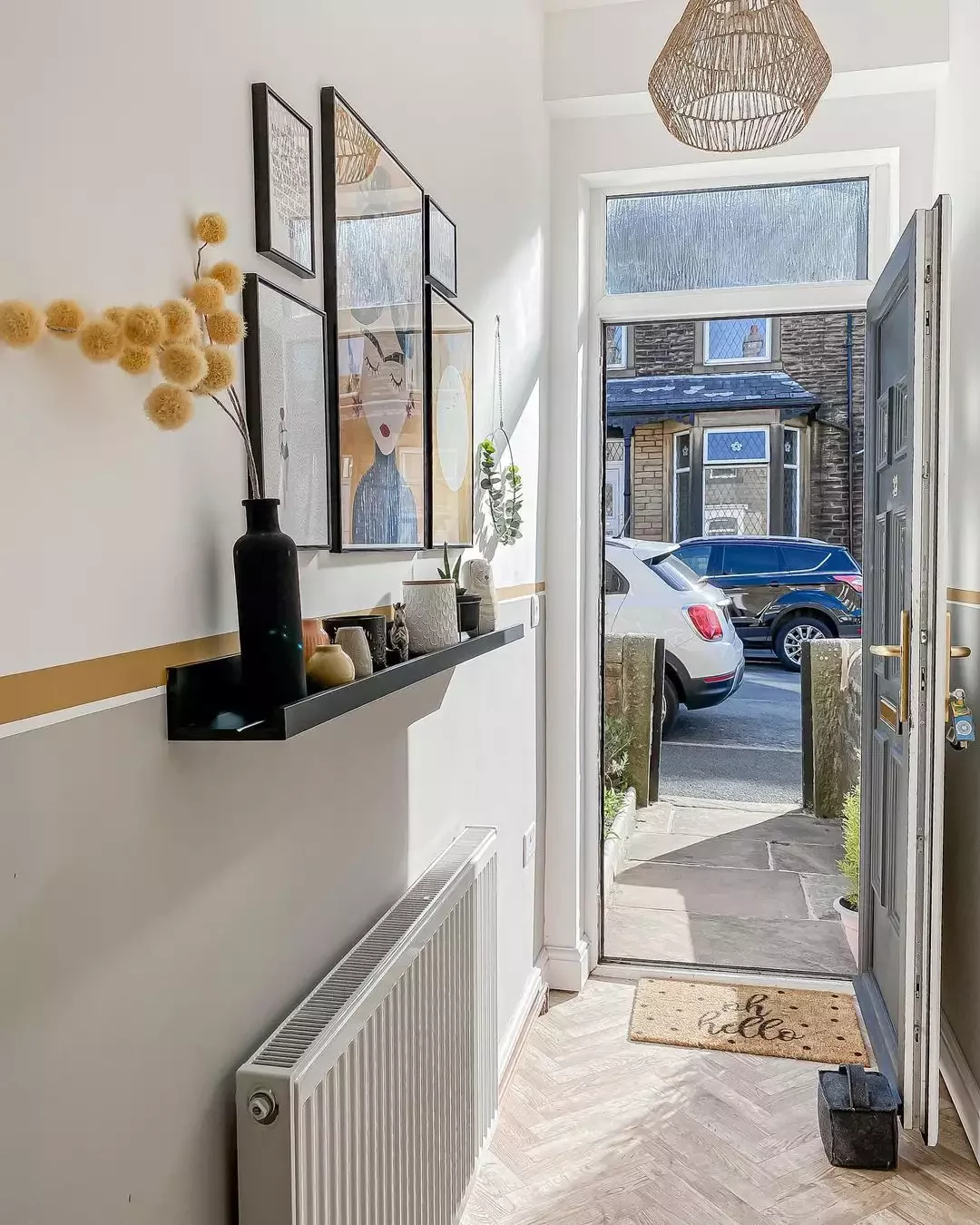 30 Smart Ways to Transform Your Narrow Hallway Into a Stylish Space 7 Save Space With a Floating Shelf