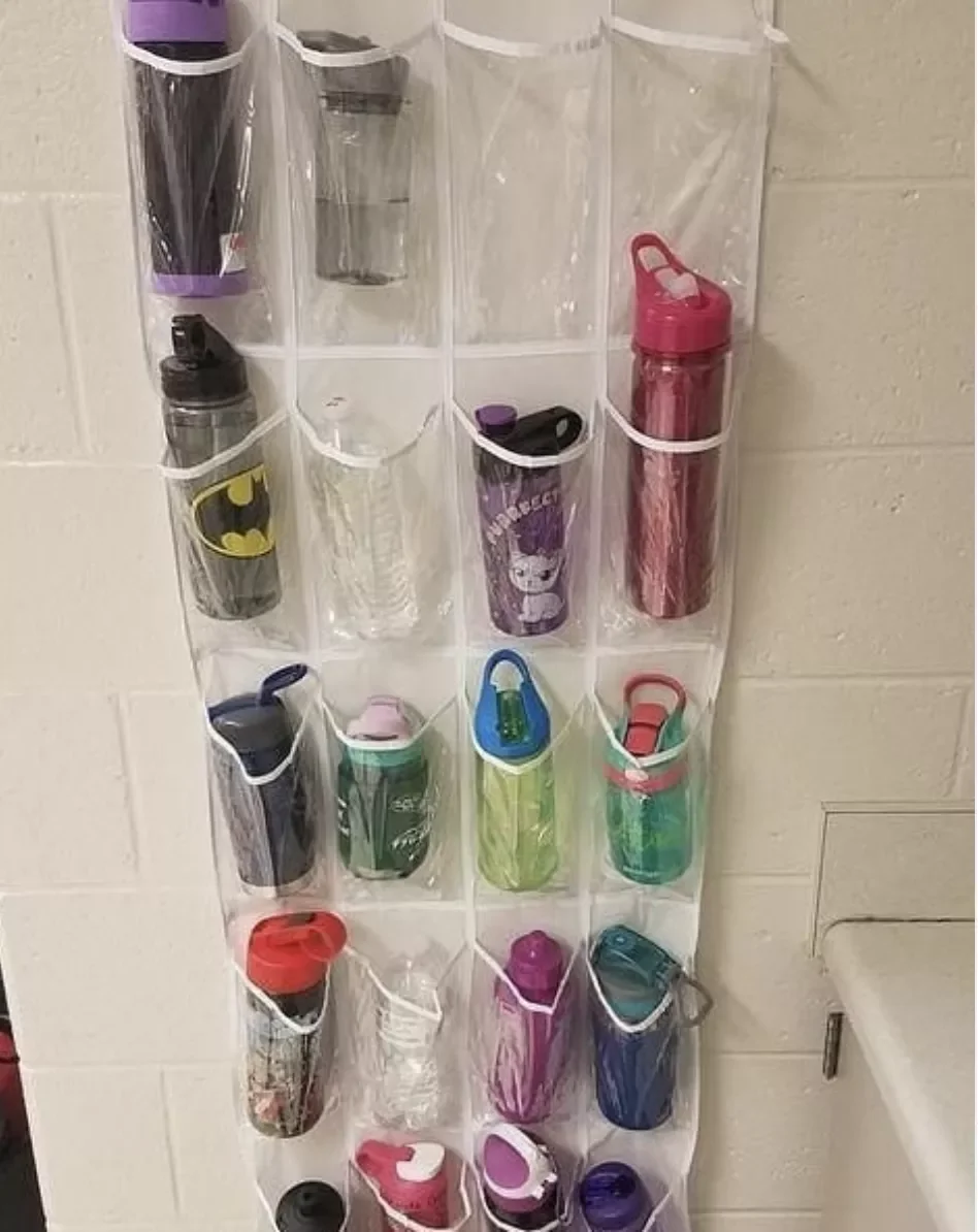 12 Clever Ways to Organize Your Water Bottle Collection Separate Bottles in a Shoe Organizer