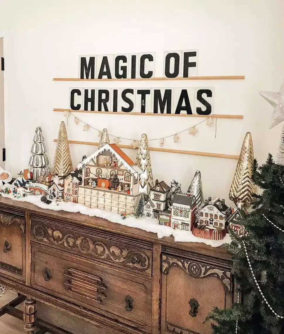 20 Magical Christmas Village Display Ideas That Will Transform Your Home Into a Winter Wonderland 6 Shimmery Village
