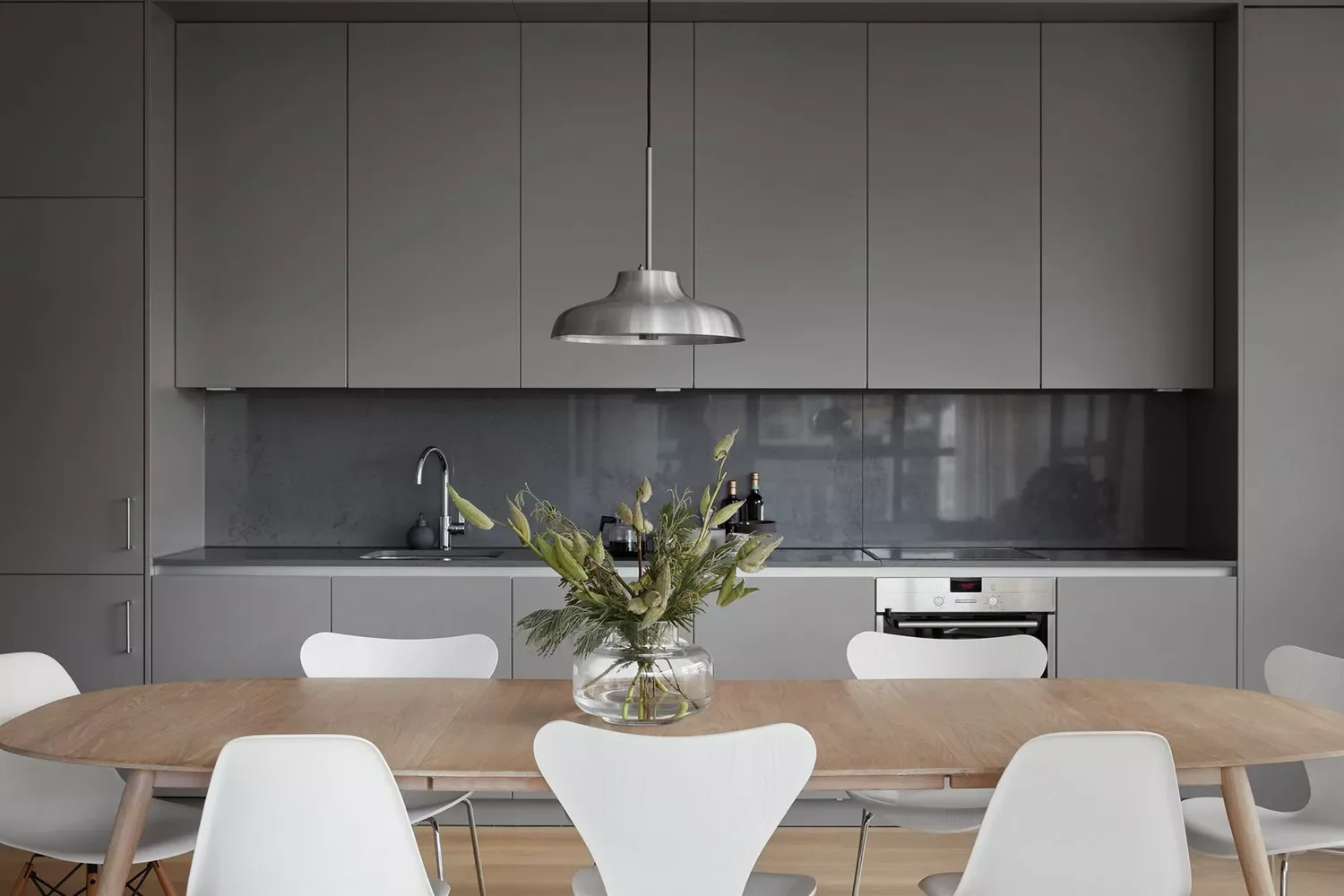 42 Gray Kitchen Ideas That Prove This Neutral Never Goes Out of Style Shiny and Matte Finishes