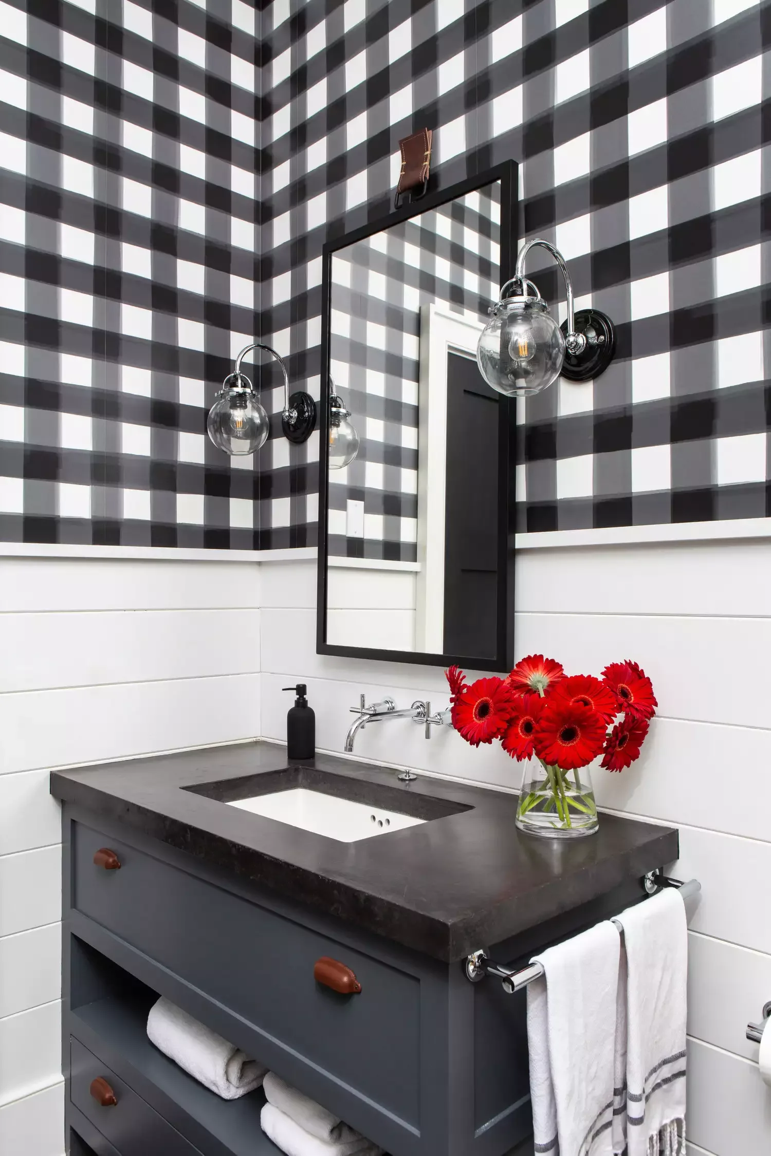 30 Stunning Bathroom Wainscoting Ideas That Transform Any Space 21 Shiplap With Buffalo Check