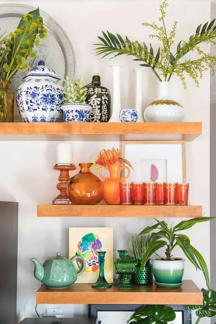 53 Fresh Summer Home Decor Ideas That'll Transform Your Space 28 Show Off Your Colorful Glassware Collection