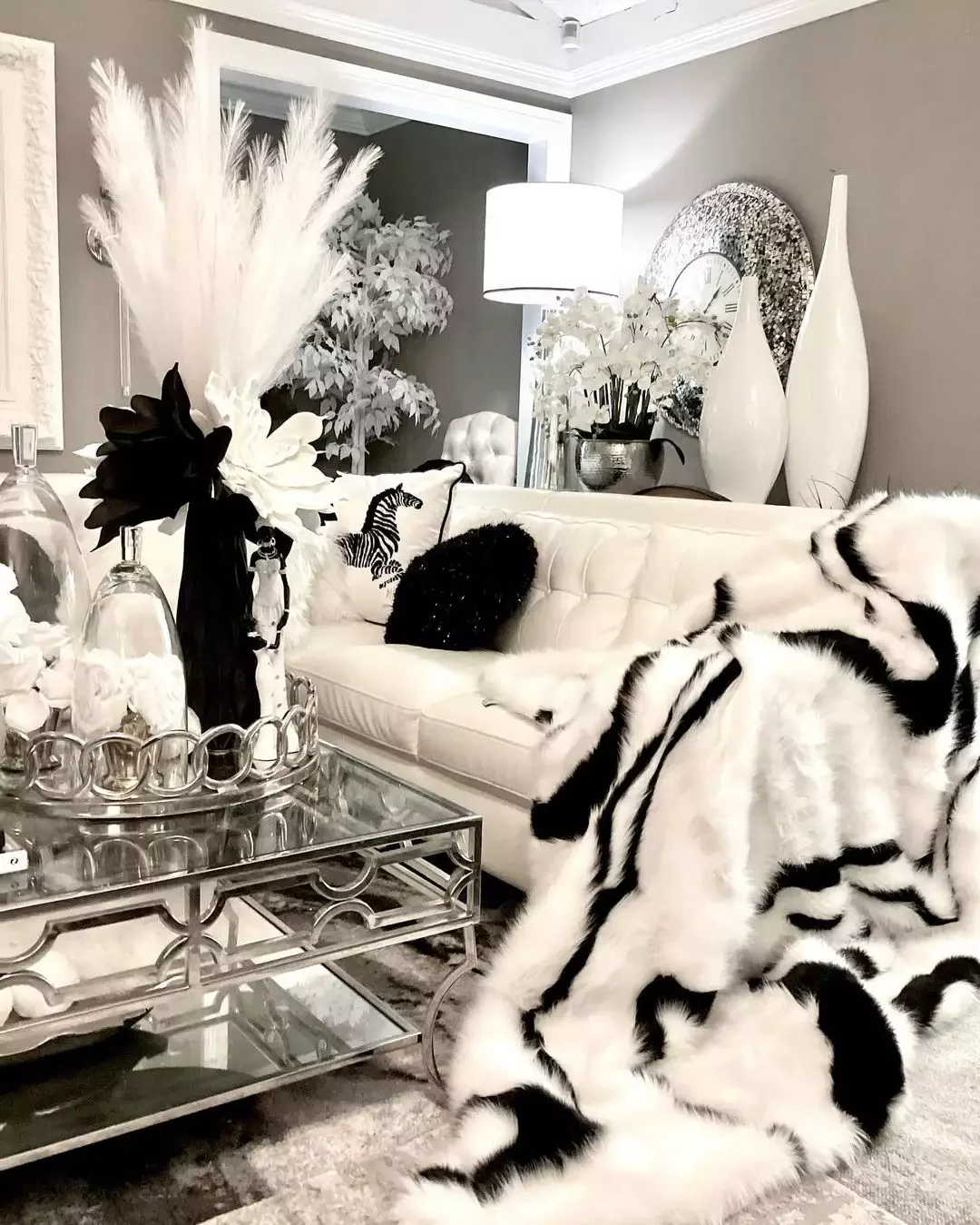 30 Stunning Black and White Living Room Ideas That Will Transform Your Space 14 Show Off Your Glam Side