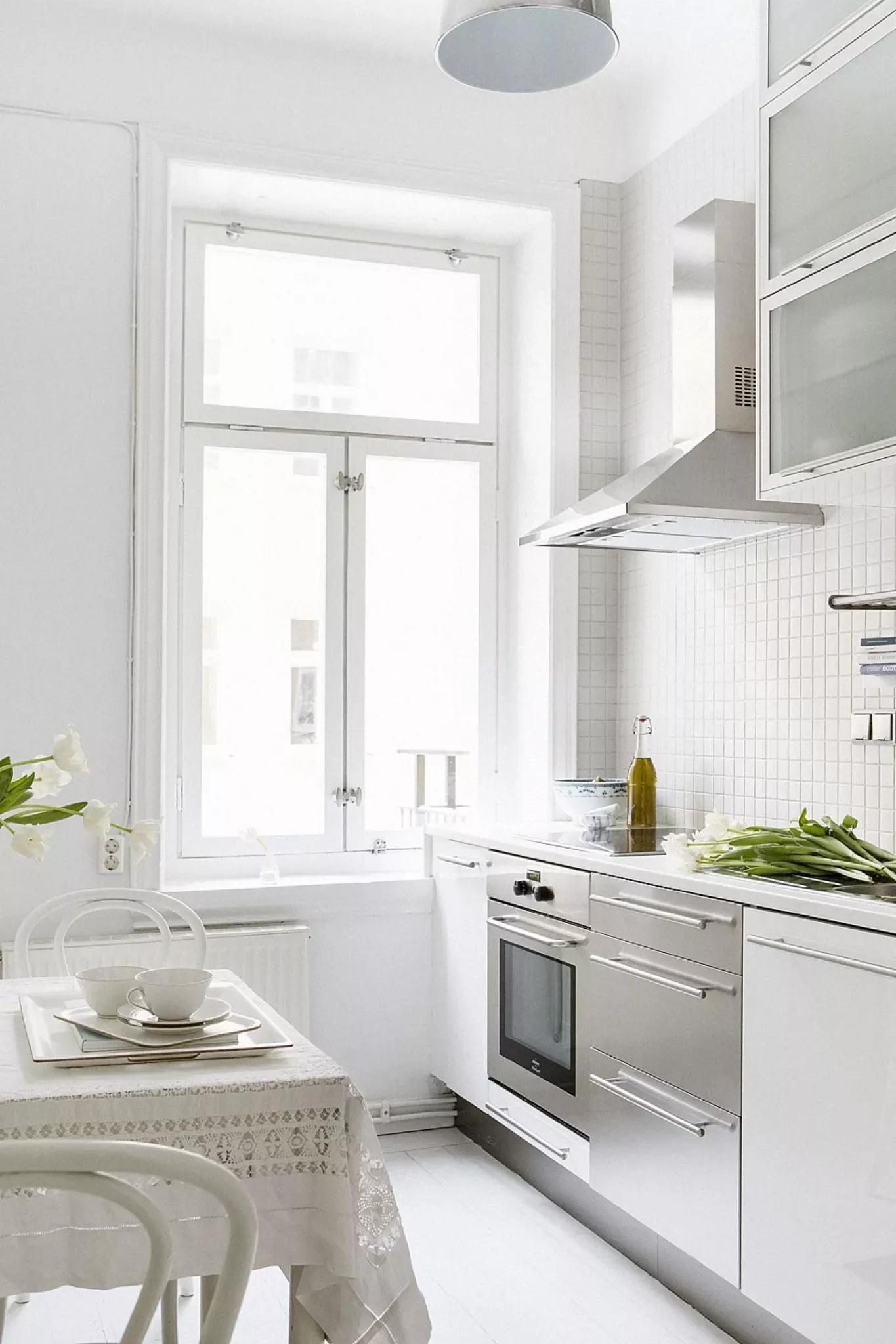 37 White Backsplash Ideas That Transform Any Kitchen Style Silver-Toned Accents