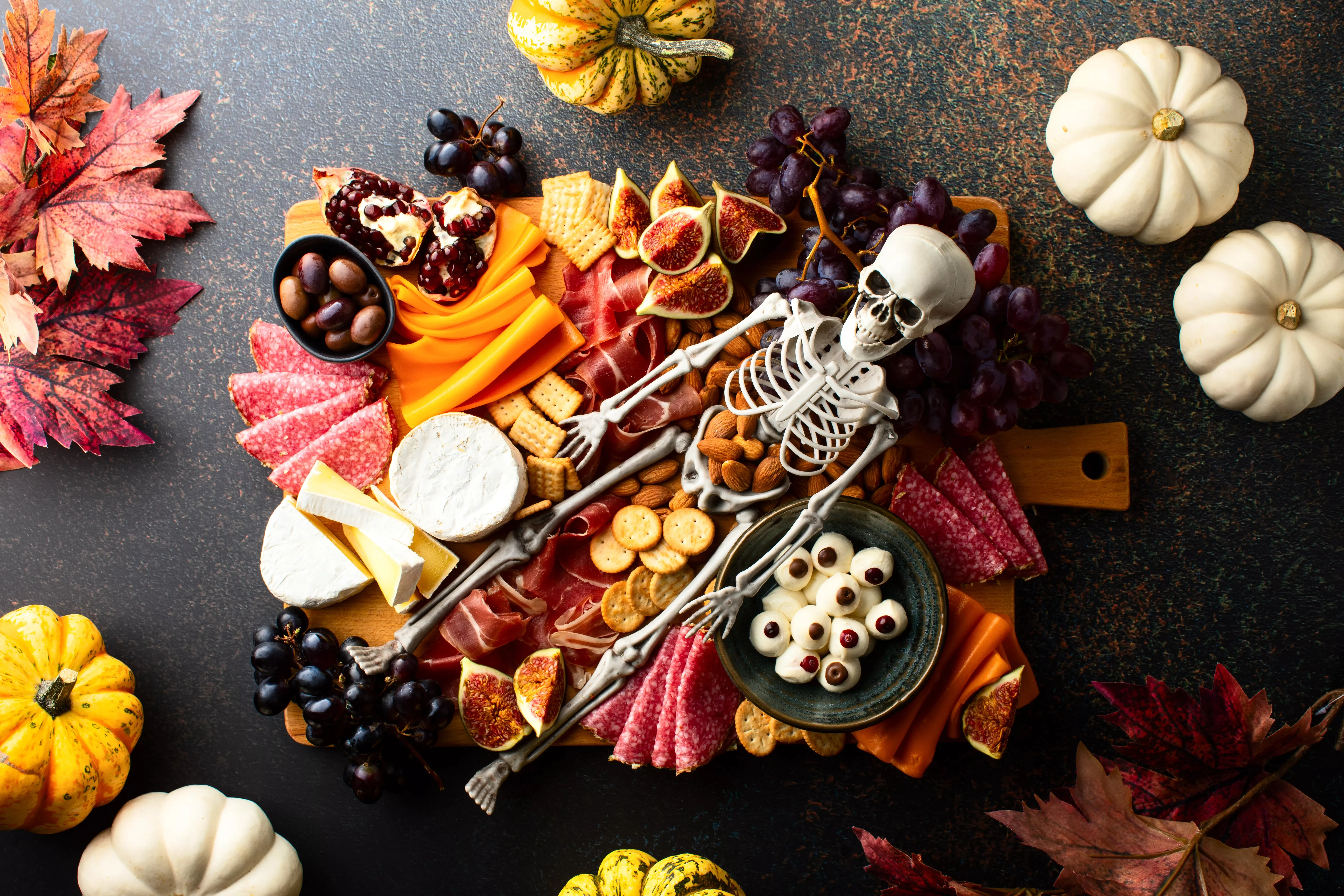 23 Spooky Halloween Charcuterie Board Ideas to Inspire You 13 Skeleton Charcuterie Board