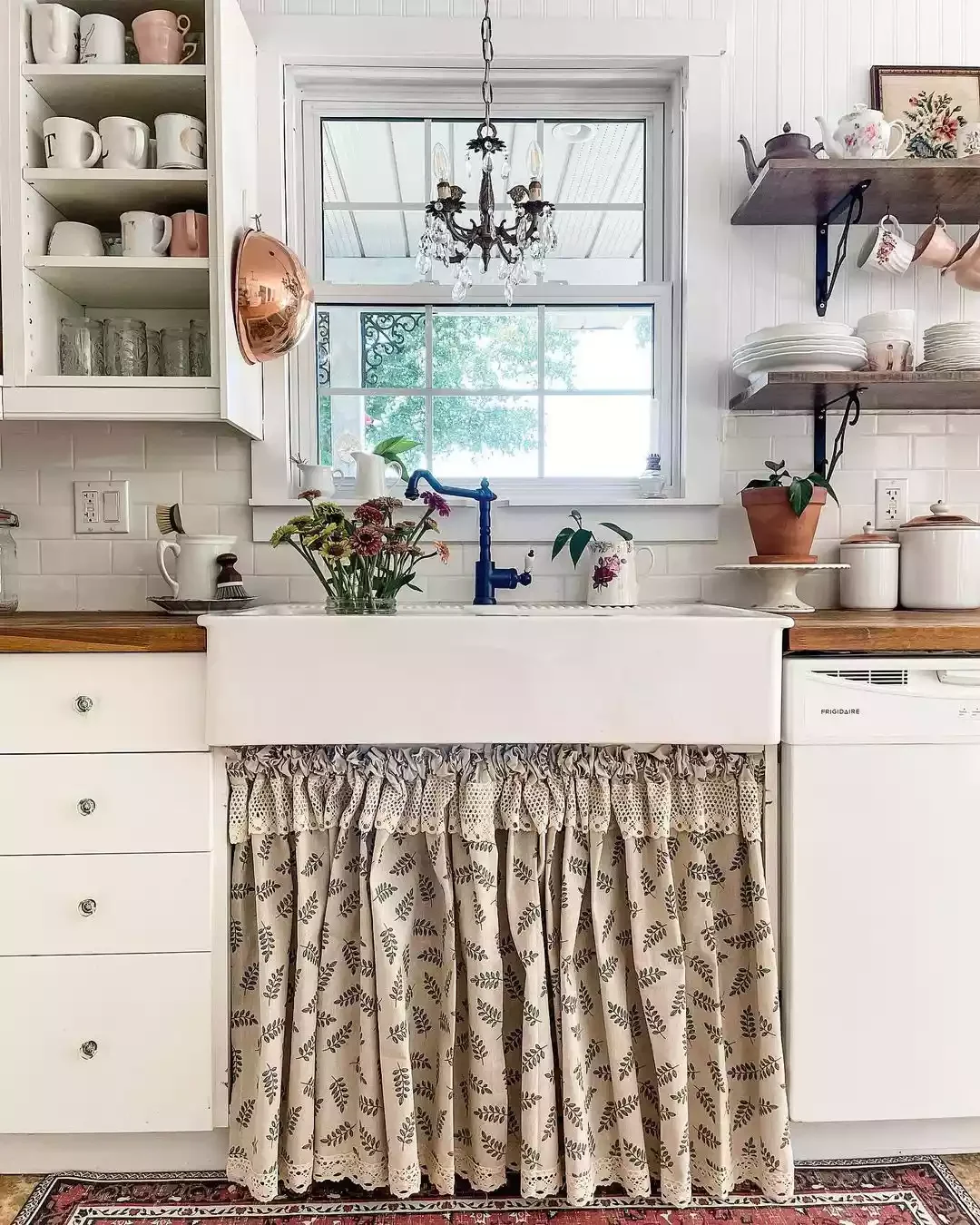 30 Charming Cottagecore Kitchen Design Ideas to Transform Your Space 29 Skirt Your Sink