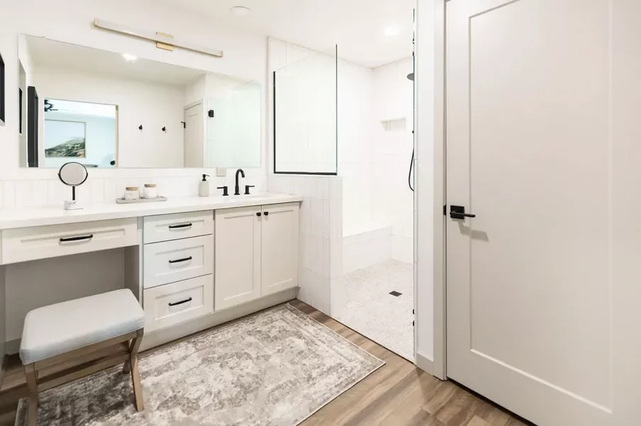 20 Beautiful Makeup Vanity Ideas to Transform Your Daily Beauty Routine 4 Slide in a Stool