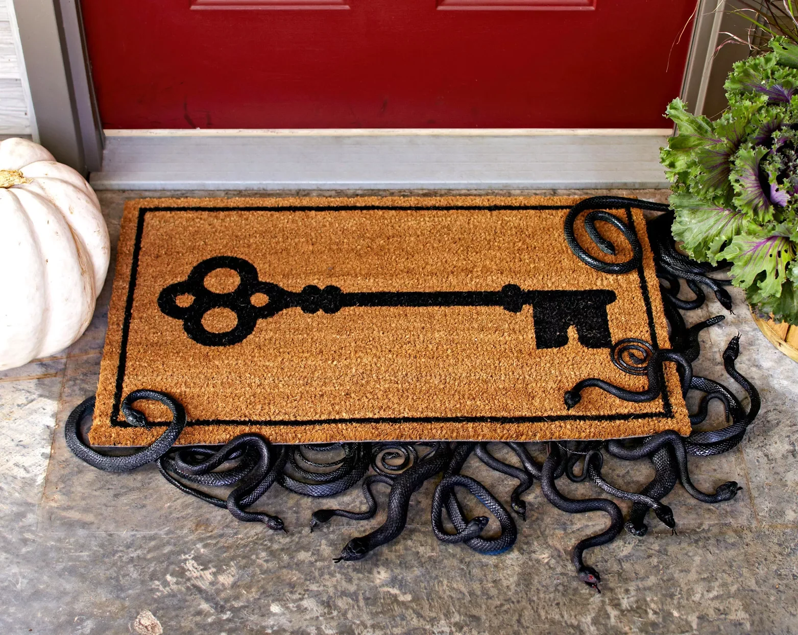 80 Quick Halloween Crafts You Can Complete in One Day 15 Slithering Snake Doormat