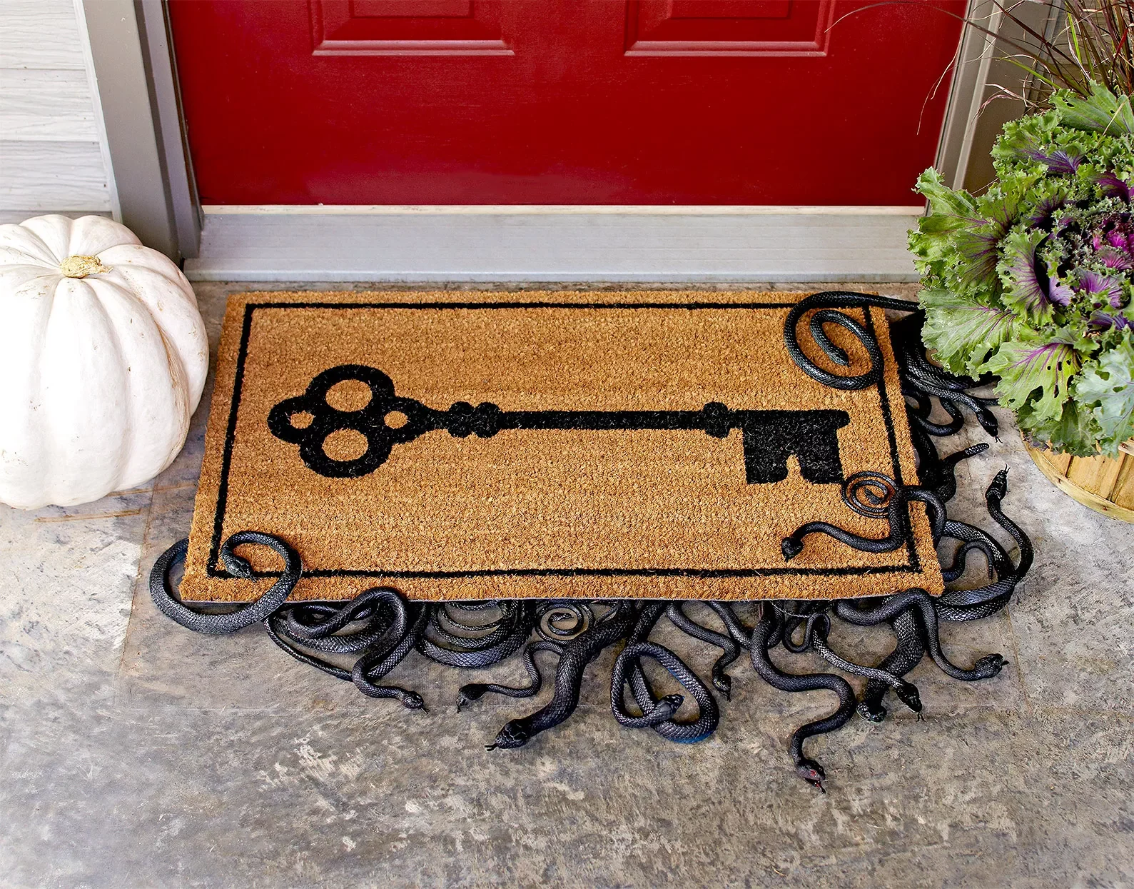 56 Creative DIY Halloween Decorations for Outdoor Spaces 10 Slithering Snakes on the Stoop