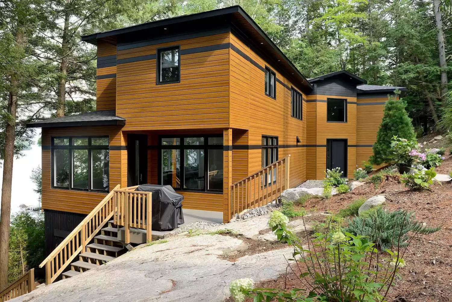 82 Stunning Front Yard Landscaping Ideas to Transform Your Home's Curb Appeal This Spring Sloped Modern Mountain Garden