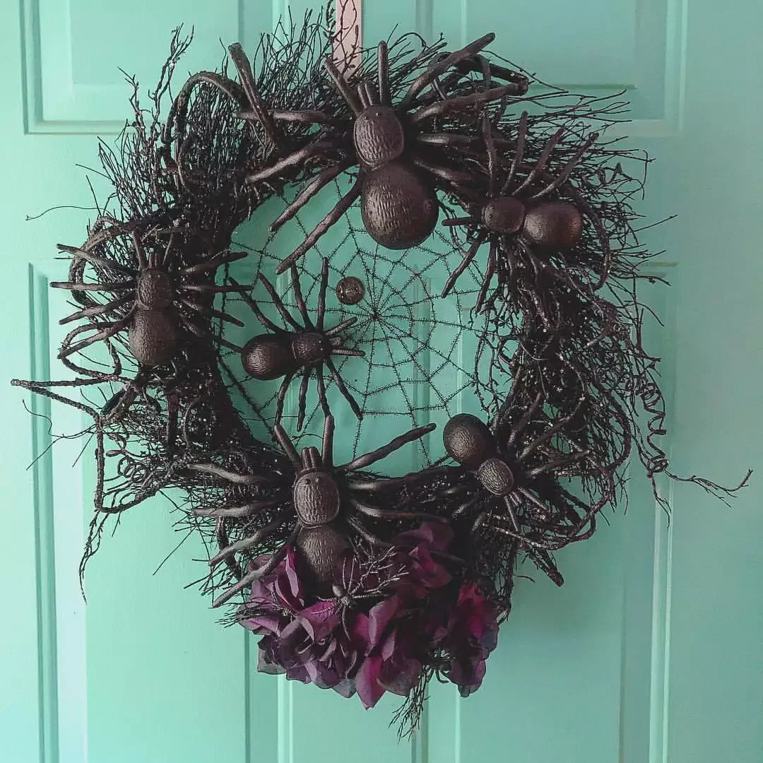 45 Spooktacular Halloween Wreath Ideas That Will Make Your Front Door the Neighborhood's Favorite Stop 30 Spider Halloween Wreath