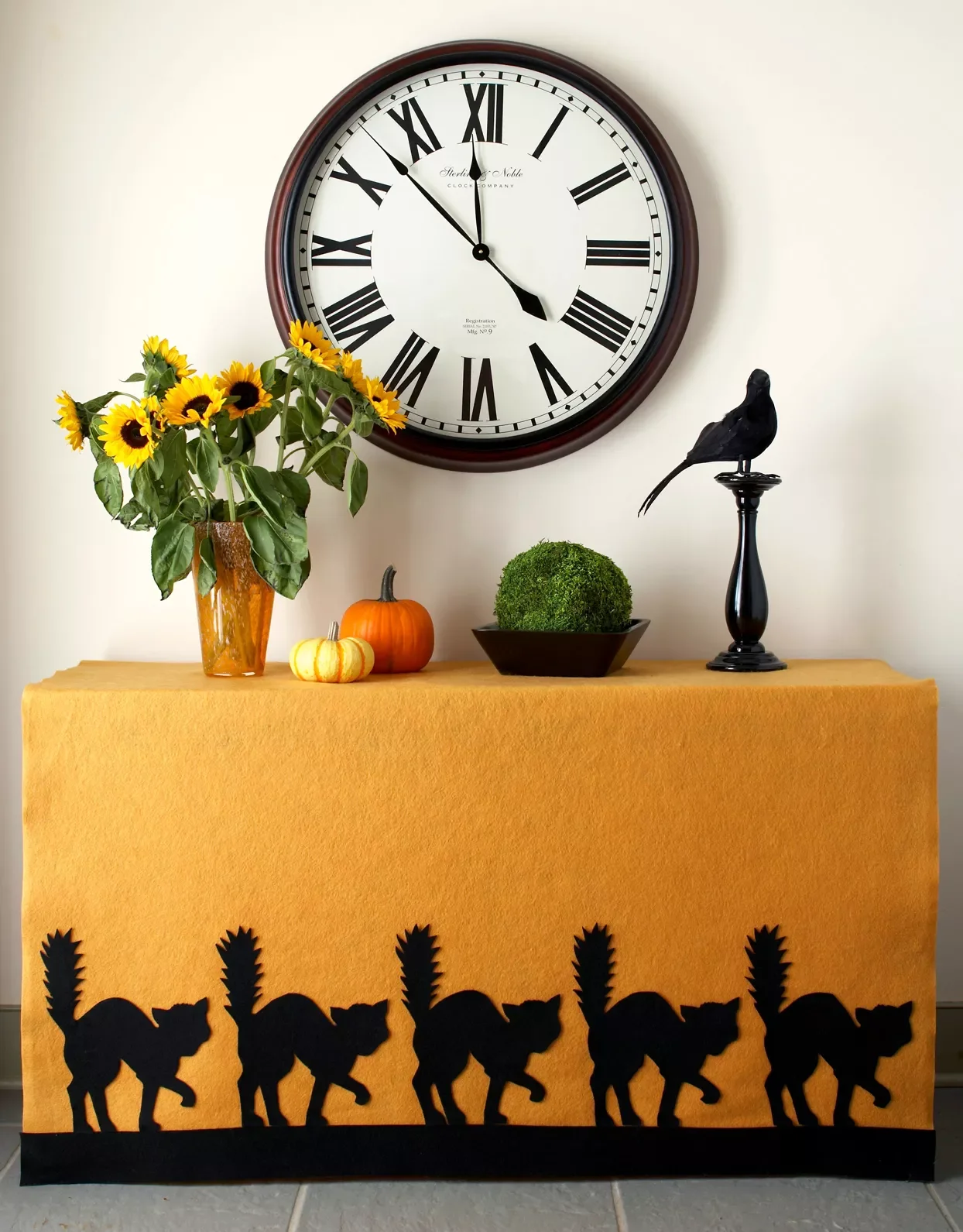 80 Quick Halloween Crafts You Can Complete in One Day 63 Spooky No-Sew Cat Tablecloth