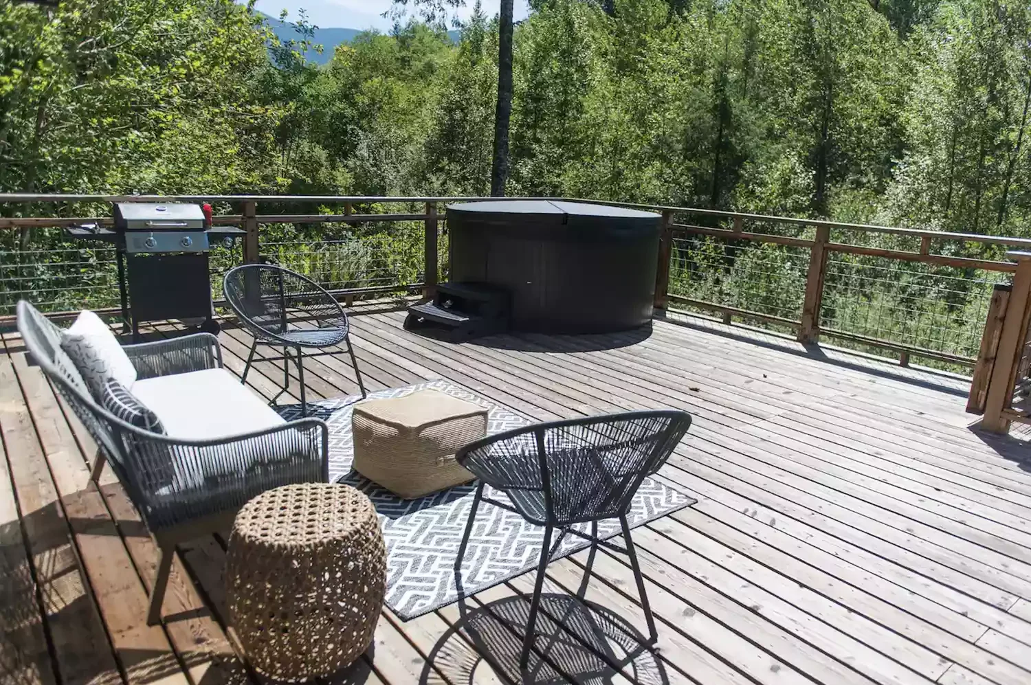 30 Stunning Hot Tub Deck Designs to Create Your Dream Backyard Retreat 21 Sprawling Deck With Corner Hot Tub