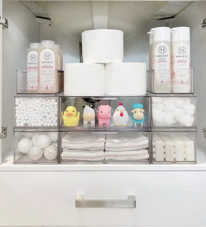 20 Smart Ways to Transform Your Bathroom Cabinet Storage Stack Containers