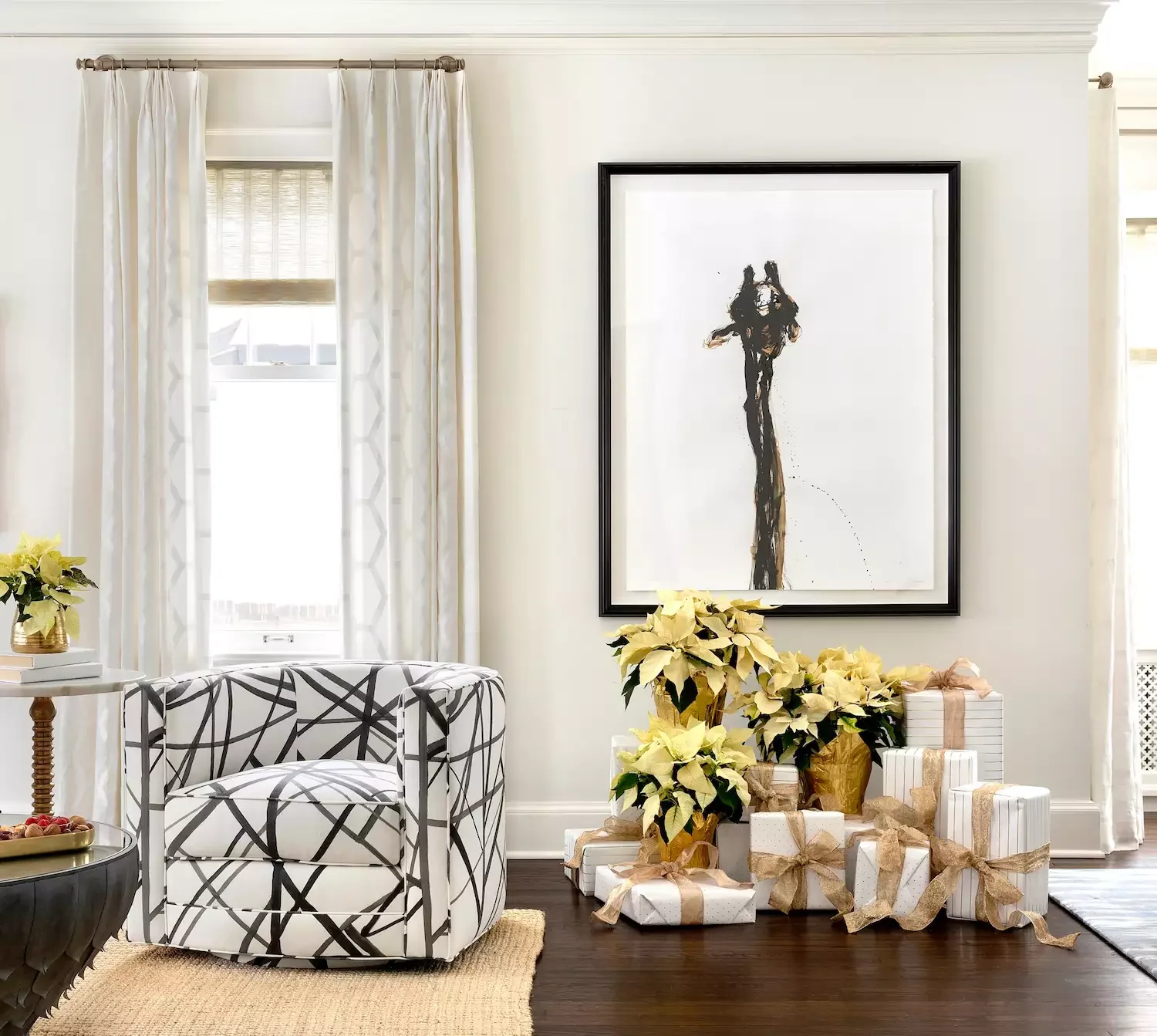 50 Christmas Decorating Ideas That Create a Designer Wonderland Stack Wrapped Boxes