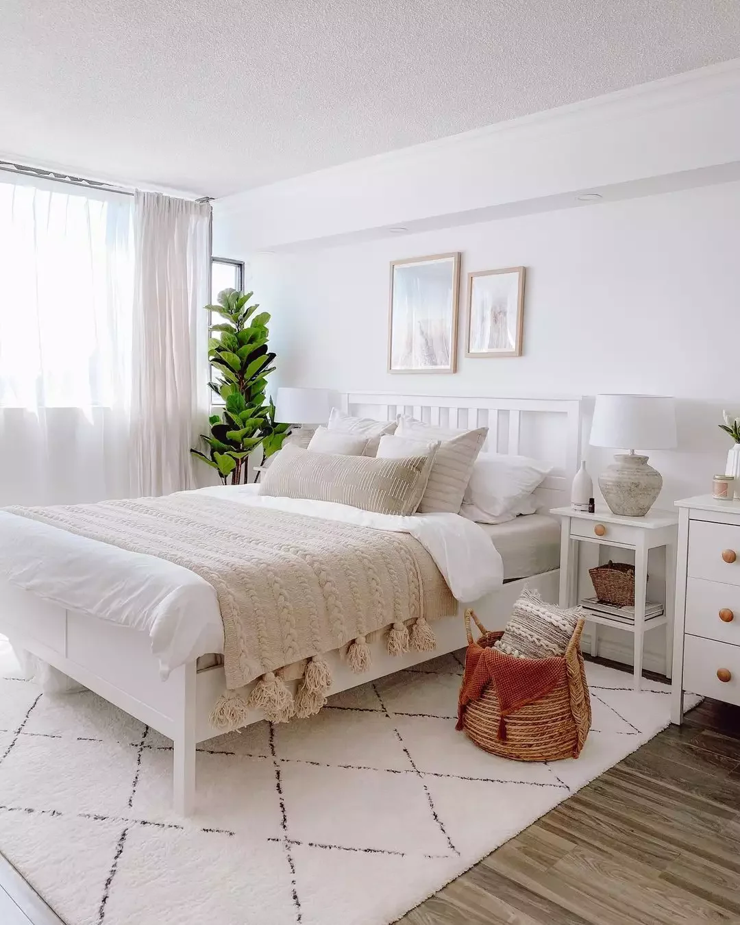 40 White Bedroom Ideas That Will Transform Your Space Into a Stunning Retreat 2 Statement Greenery and White Walls