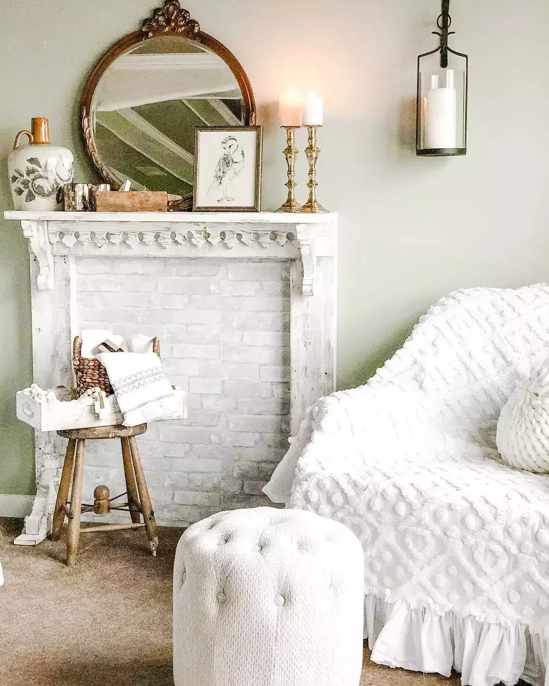 25 Creative Faux Fireplace Ideas to Transform Any Room 10 Station a Stool
