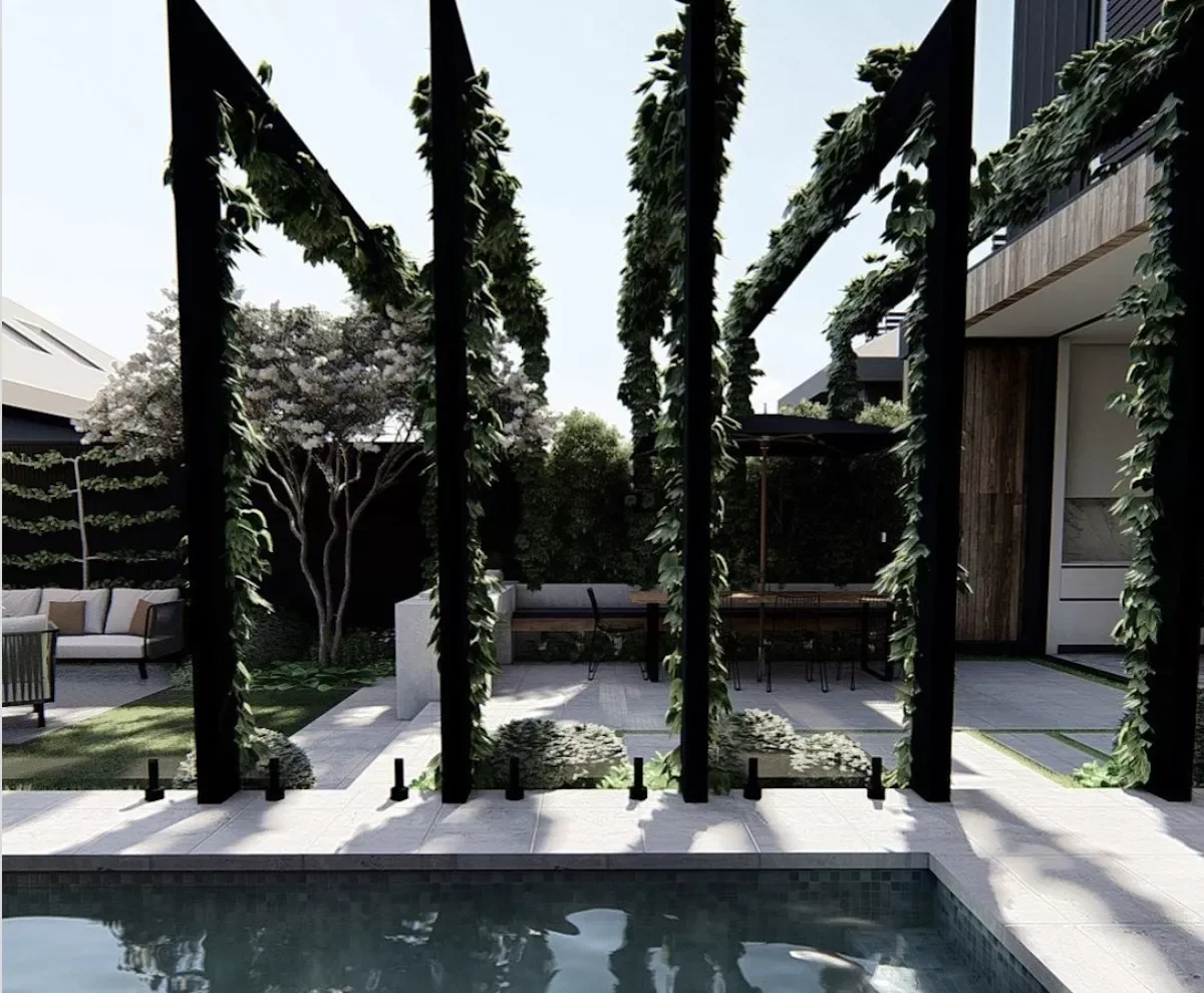 31 Stunning Pergola Ideas to Transform Your Backyard Into a Stylish Retreat 13 Steel Pergola With Greenery