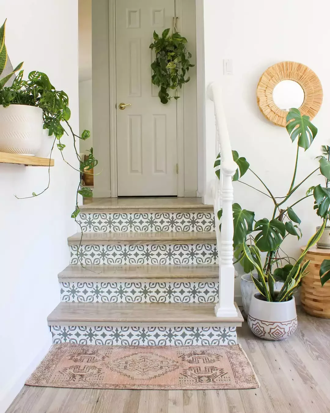 29 Stunning Staircase Design Ideas to Transform Your Home's Interior 28 Stenciled Stair Risers
