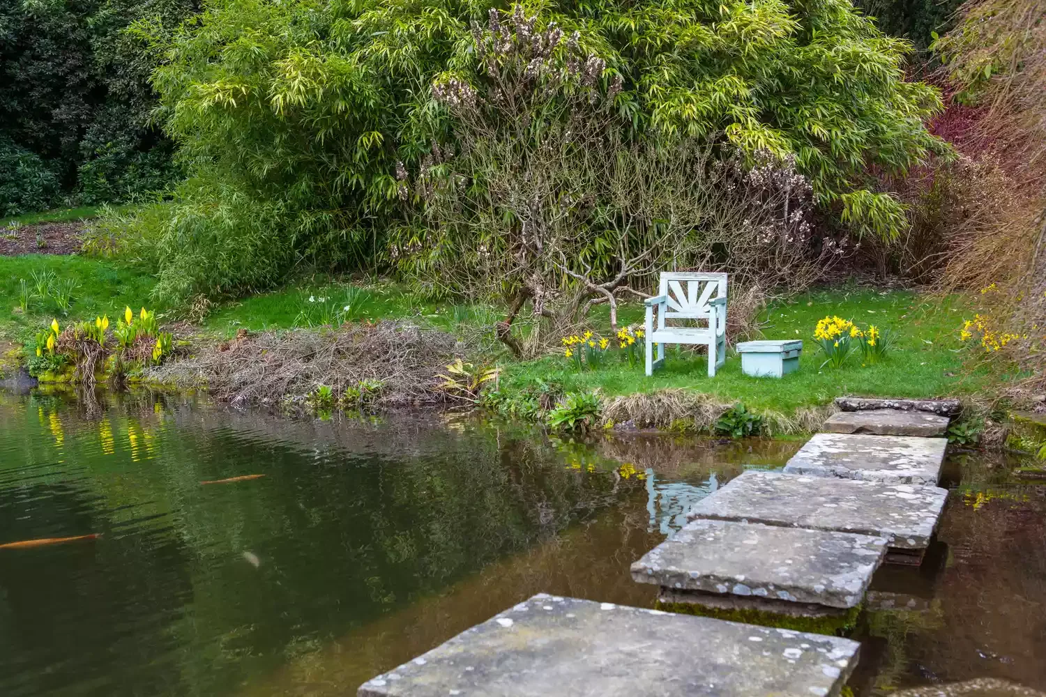 24 Beautiful Koi Pond Designs to Transform Your Outdoor Space Stepping Stones in Koi Pond