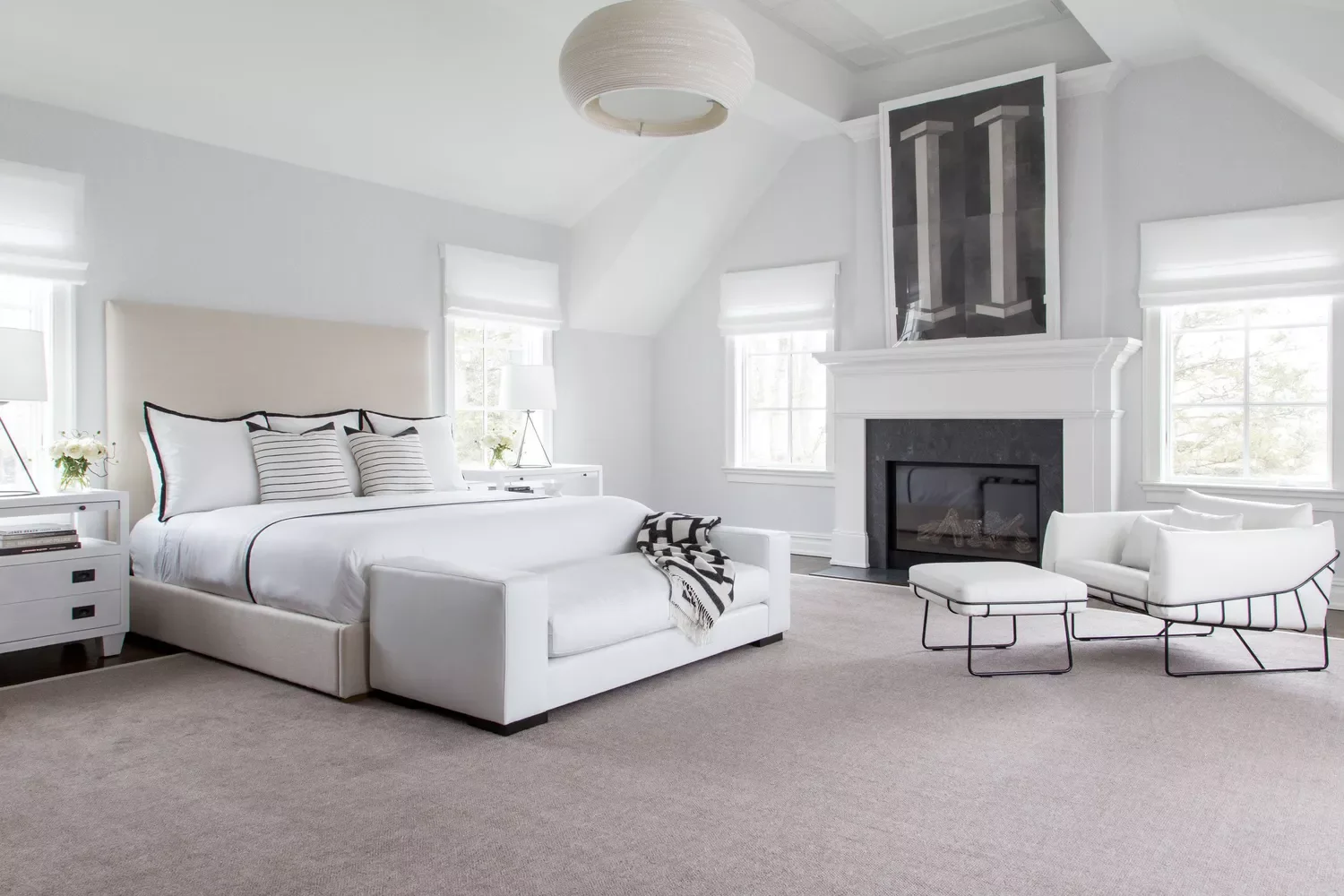 55 Stunning Bedroom Fireplace Ideas That Will Transform Your Sleep Sanctuary 37 Stick with Black and White