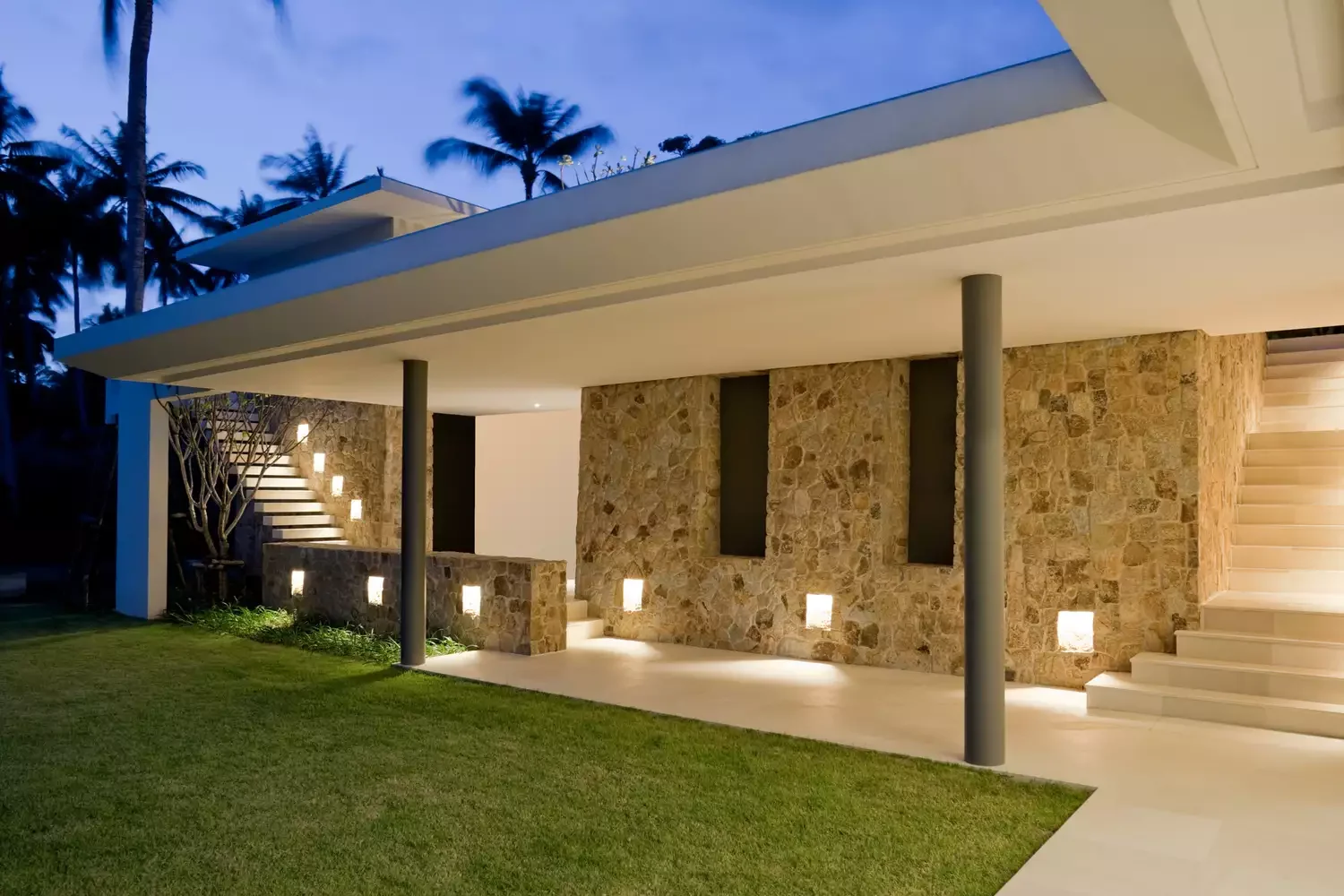 41 Stunning Outdoor Lighting Ideas That Will Transform Your Yard Into a Magical Space 31 Stone Wall Feature Lighting