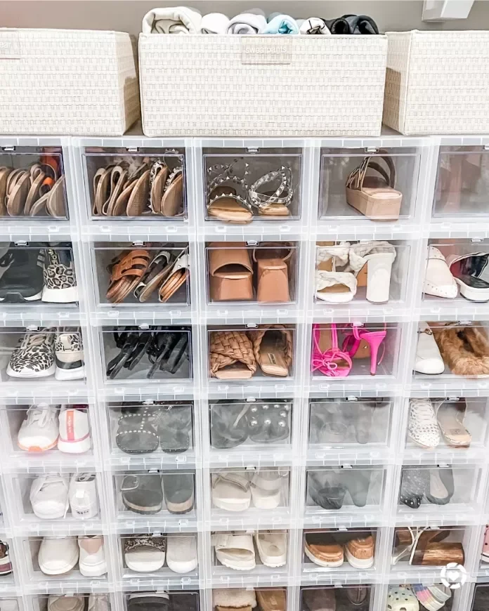 27 Brilliant Small Closet Organization Ideas That Actually Work Store Shoes in Clear Boxes