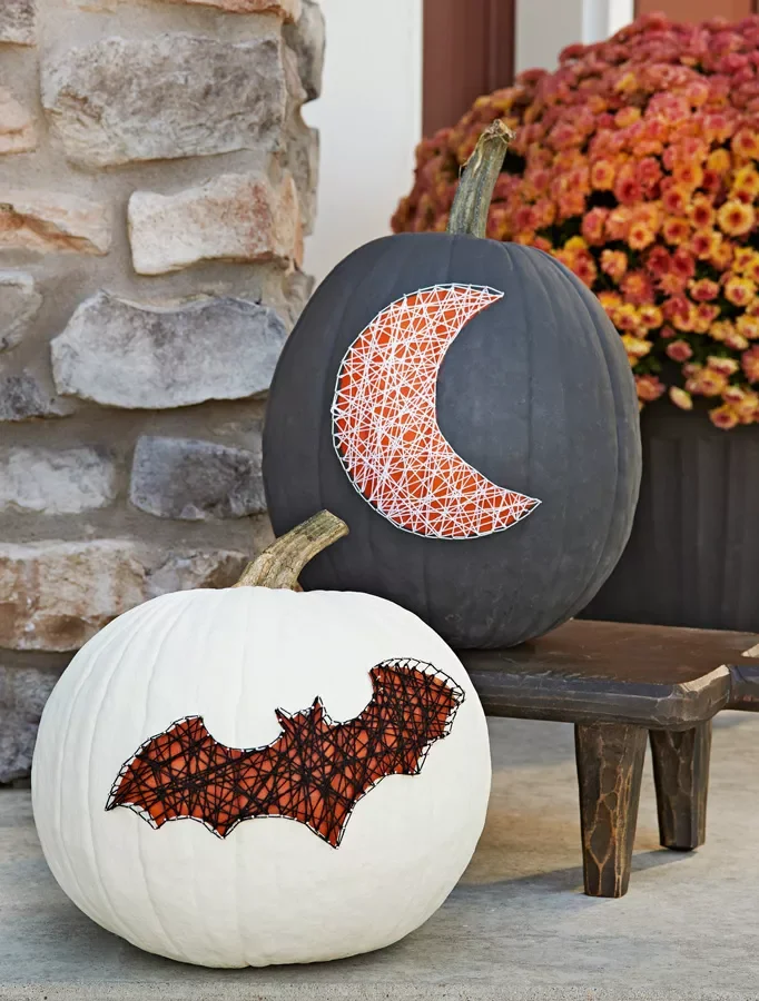 90 Creative Pumpkin Decorating Ideas to Try This Season 3 String Art Pumpkins