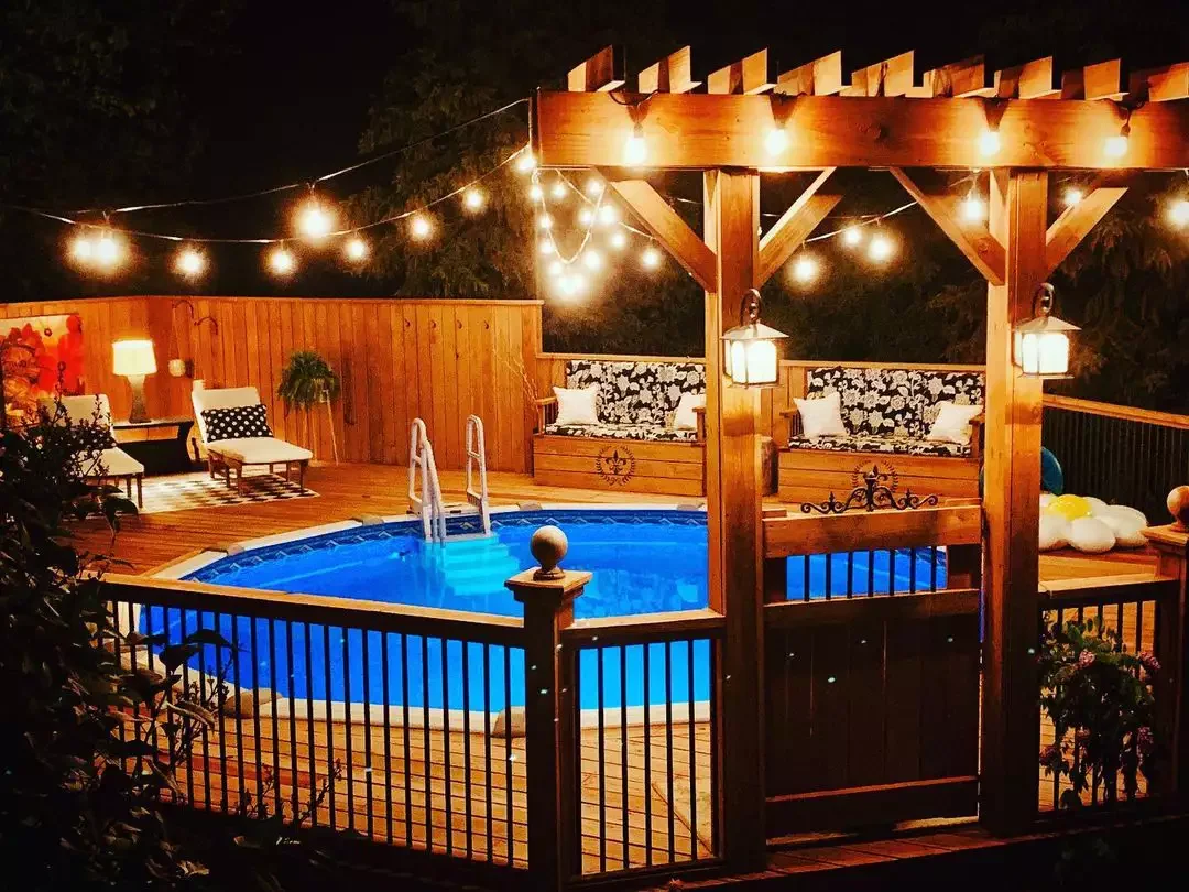 30 Stunning Above-Ground Pool Ideas That'll Transform Your Backyard 23 String Lights