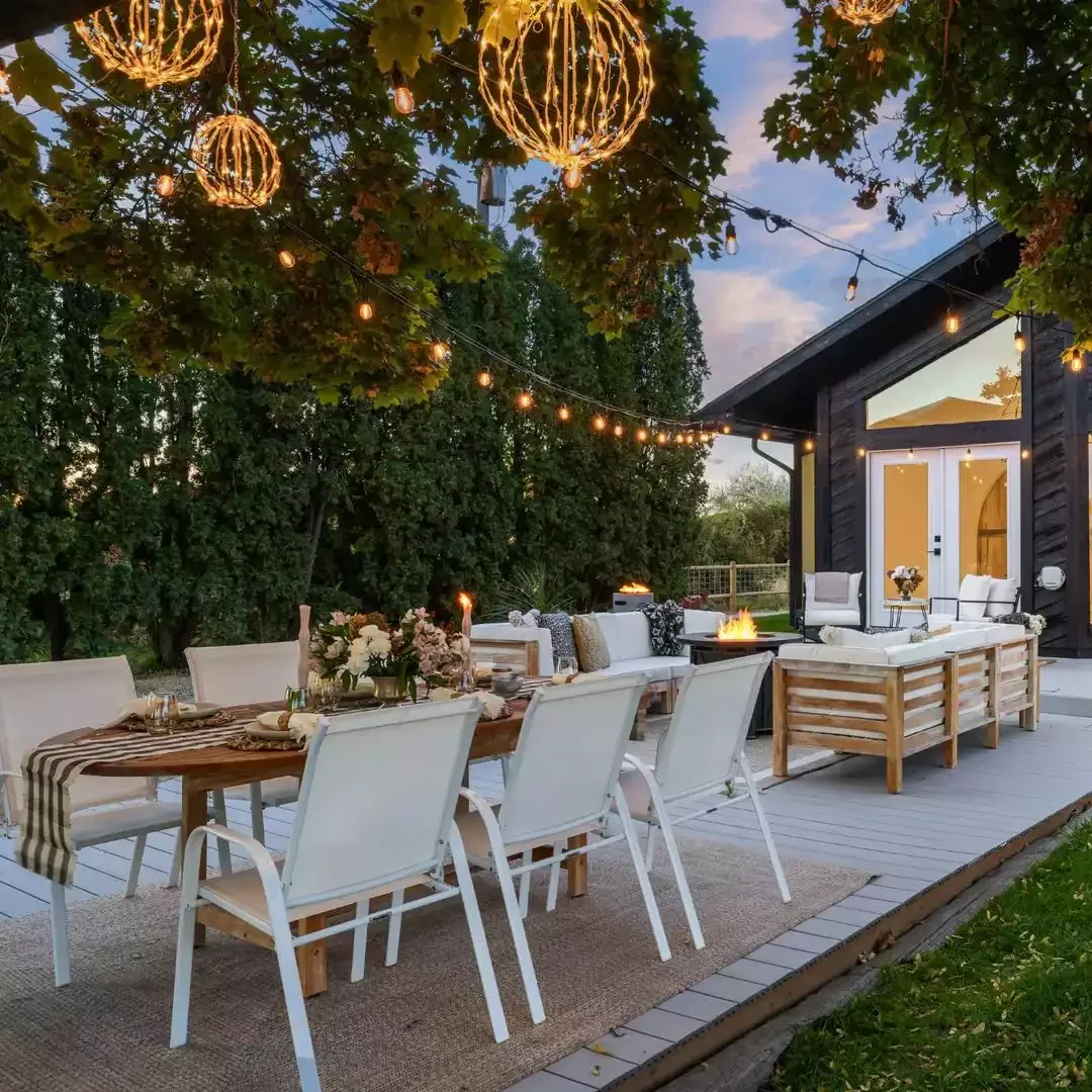 41 Beautiful Fall Outdoor Decorating Ideas to Transform Your Space This Season 14 String Up Cozy Lights