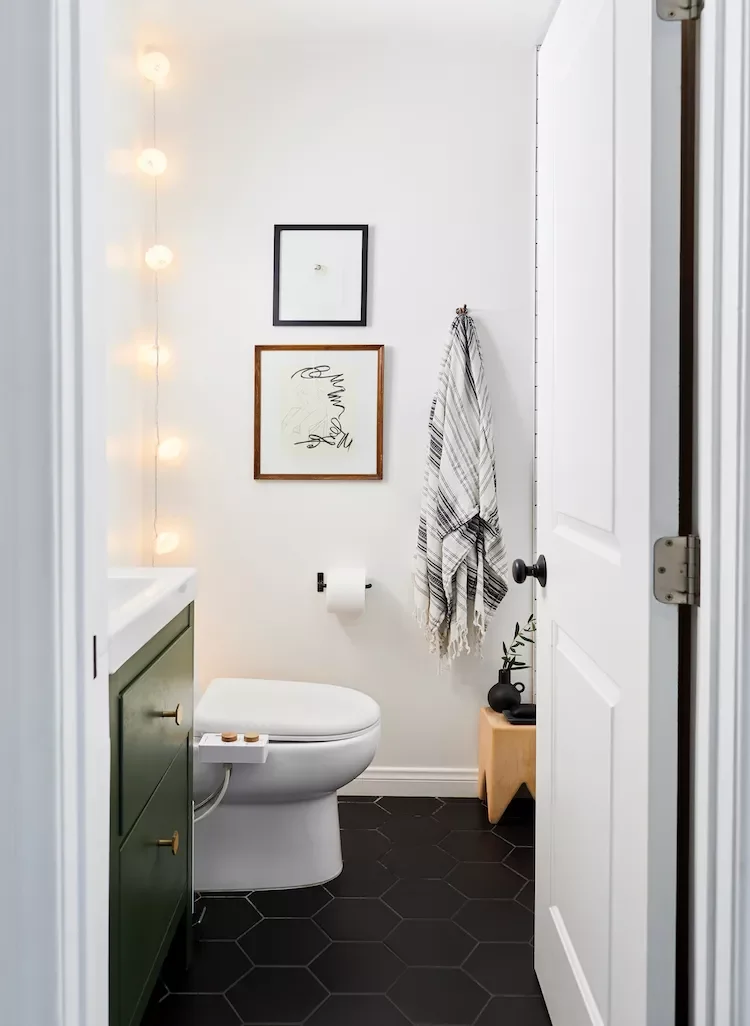 43 Stunning Powder Room Design Ideas to Transform Your Half Bath 14 String Up a Garland Light